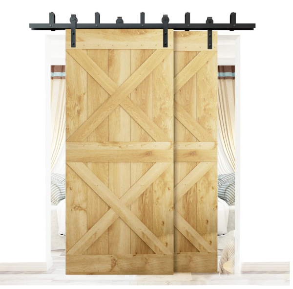 Carbon Steel Sliding Bypass Wood Barn Door Hardware Kit SH-CA-0775