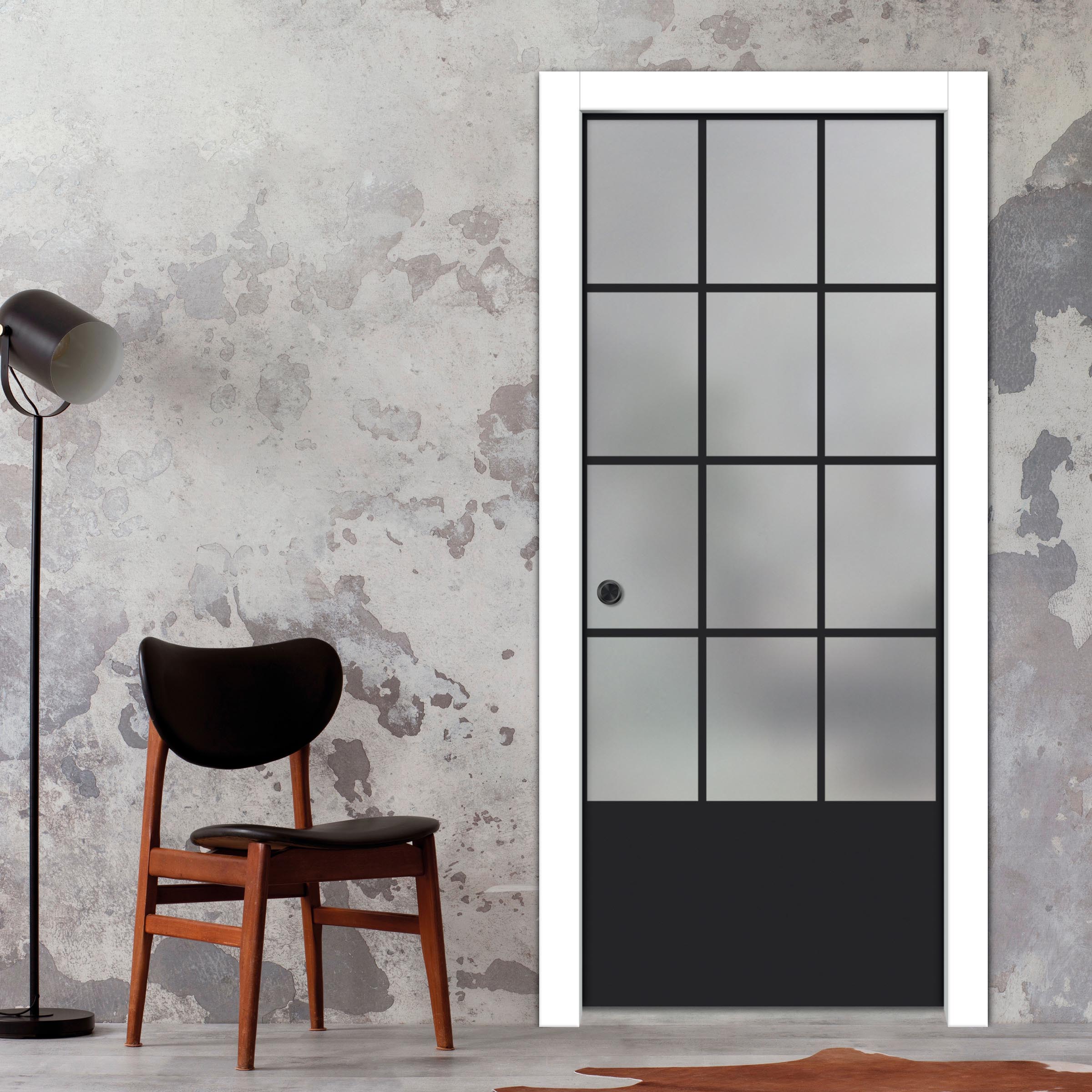 Frameless Glass Sliding Pocket Door Industrial Style PSGDIS-4258