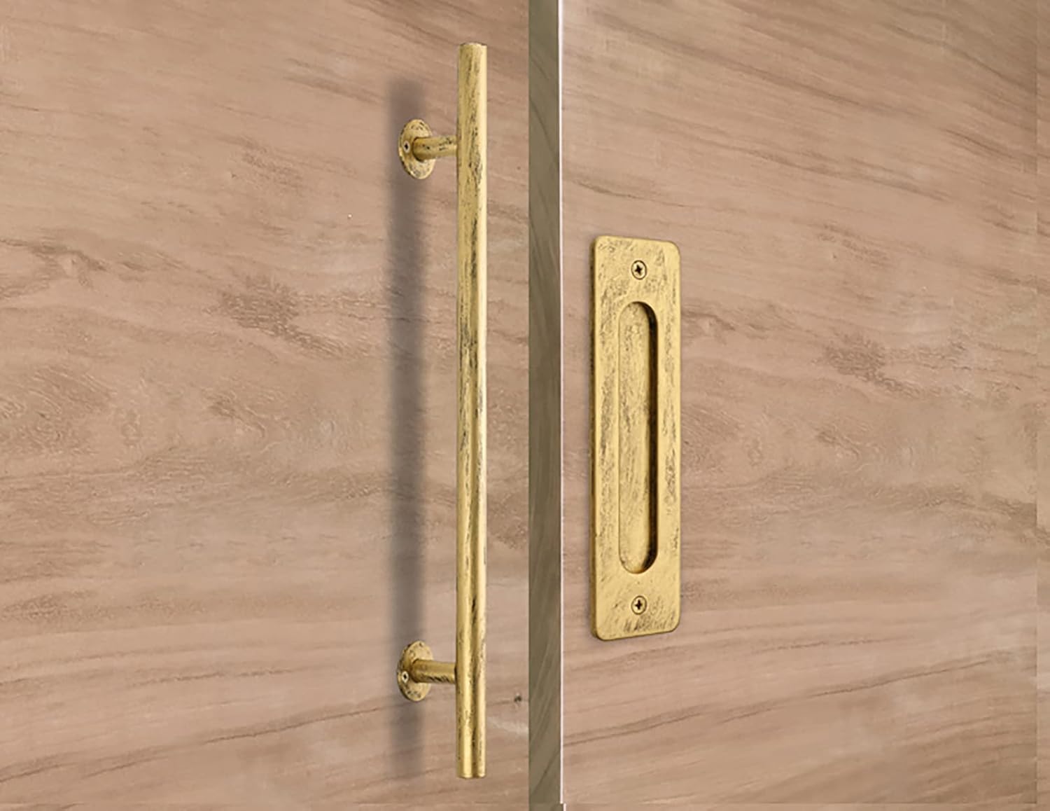 24 Inch Gold Plated Handle for Sliding Wood Doors with Latch