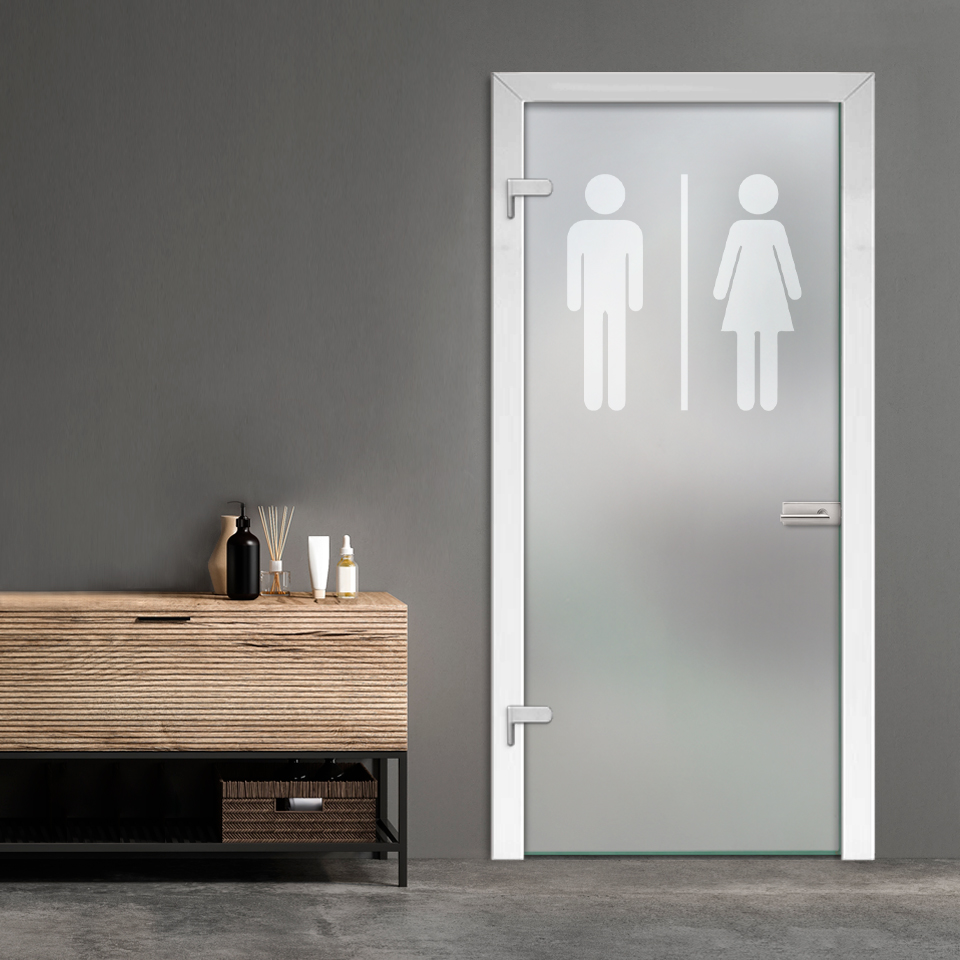 Restroom Unisex Hinged Glass Door