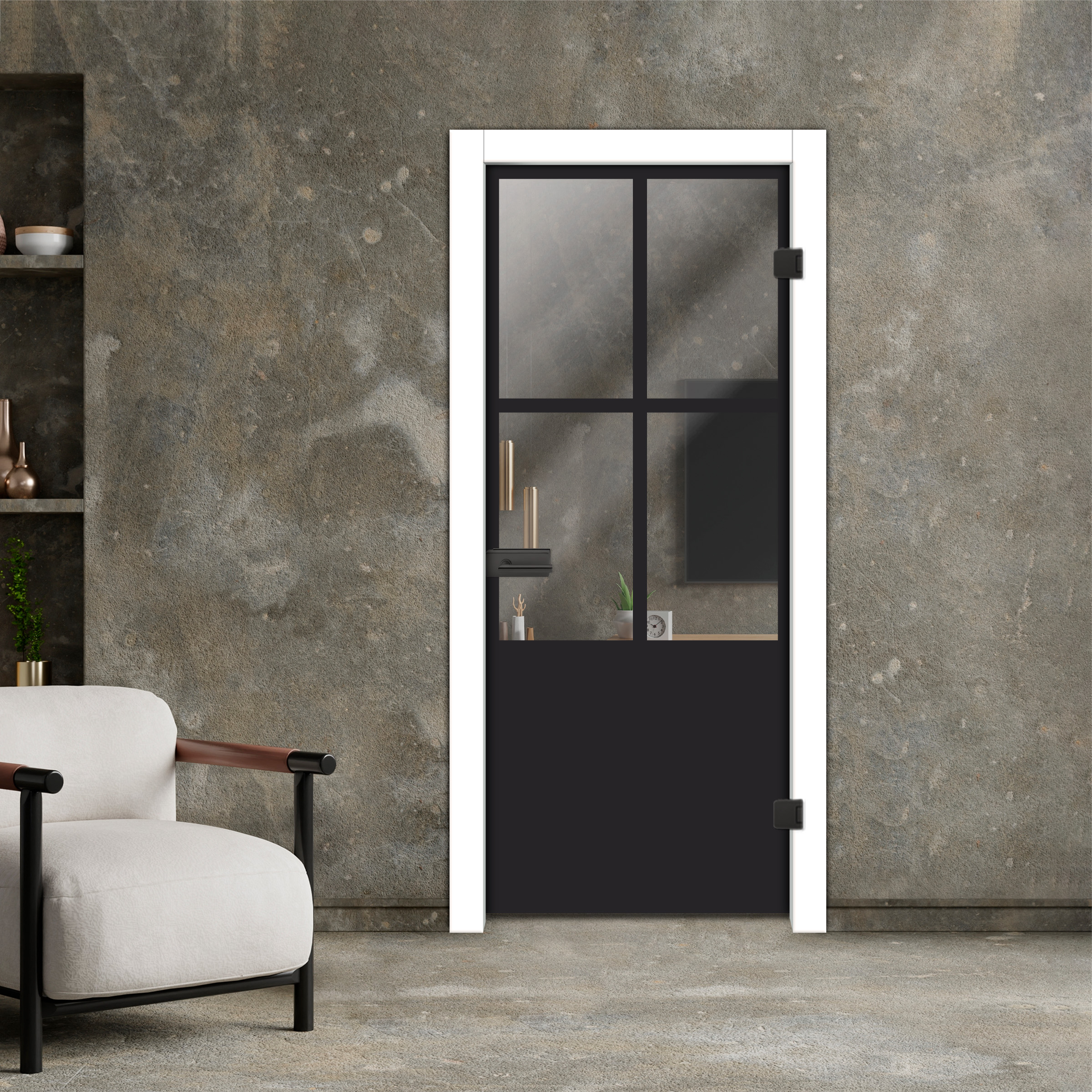 Frameless Industrial Style Hinged Glass Door IHGD-5339