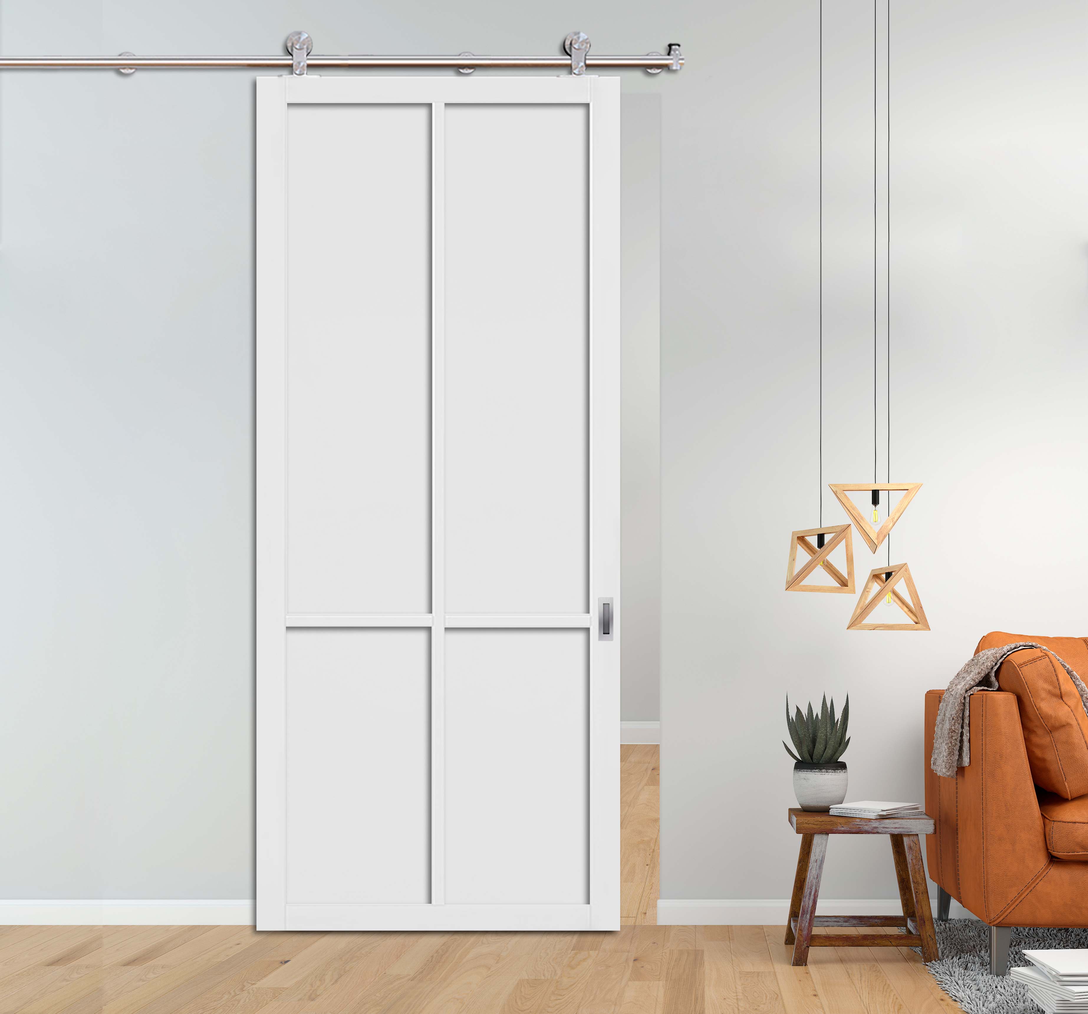 Industrial Style Wooden Sliding Barn Door 4 Panel LSBD-6330