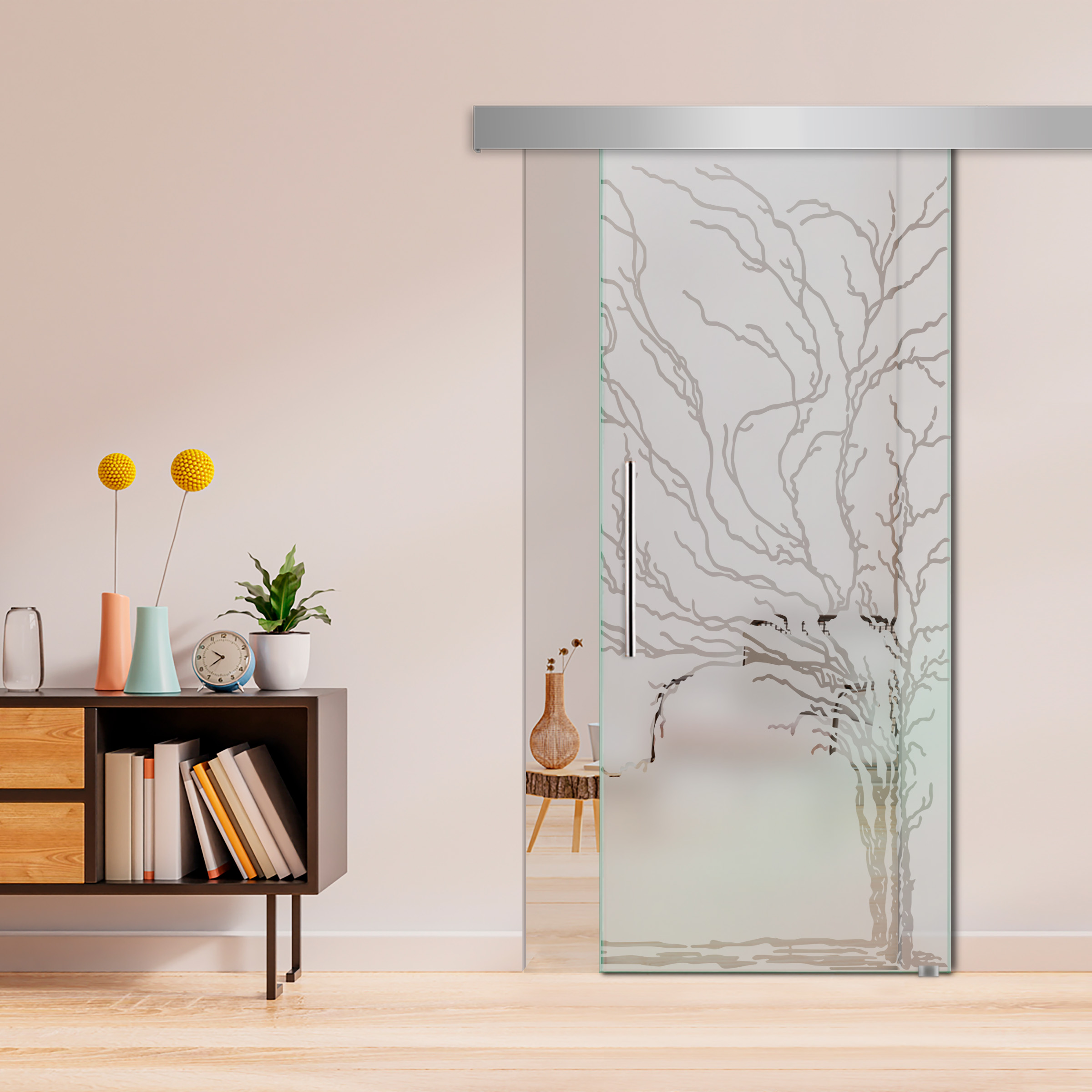 Sliding Glass Barn Door  ALU100 T Handle (Semi Private)