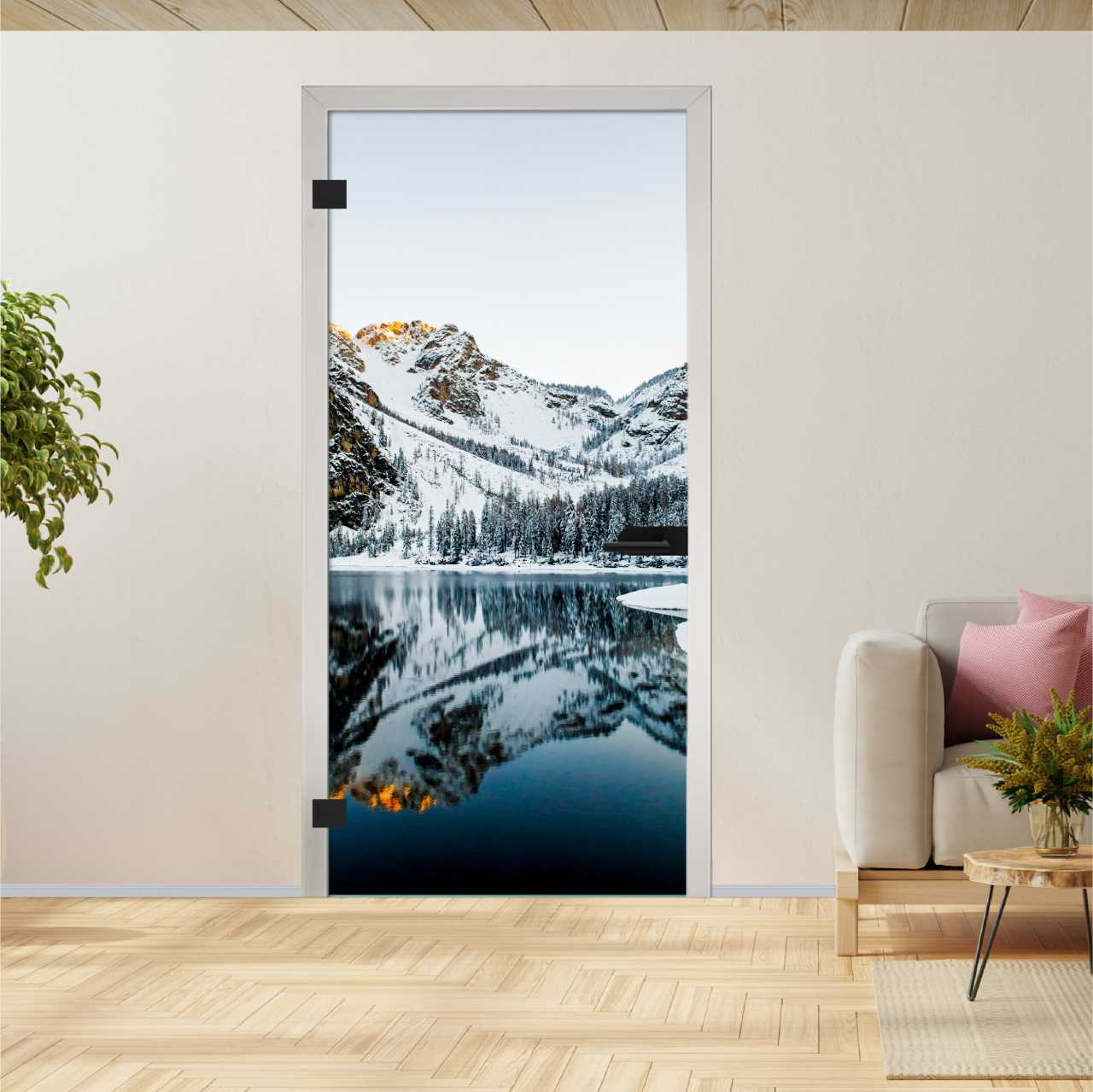 (Braies Lake) Digital Printing Hinged Glass Door  DPHGD-6571