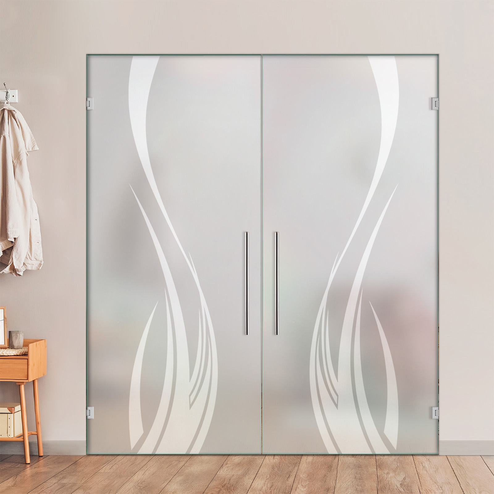Double Swing Glass Door with Frosted Design (Full-private)