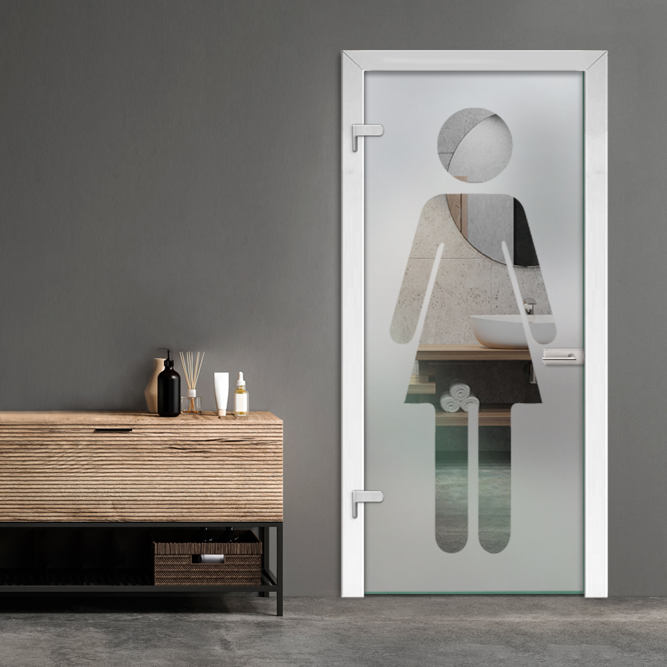 Restroom Women Hinged Glass Door