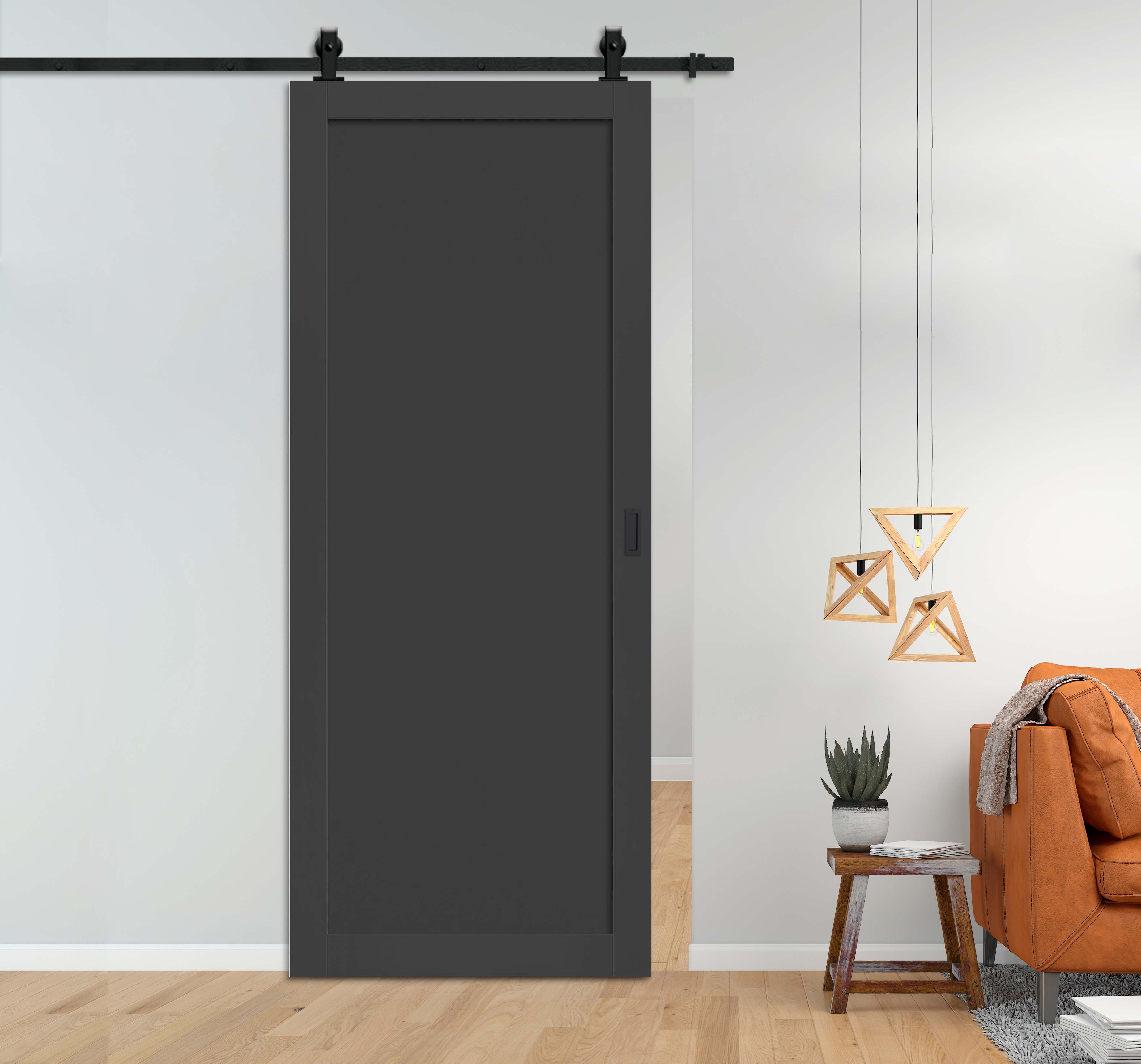 Loft Style Barn Door with Polyurethane Coating with Carbon Steel Hardware & Carbon Steel Handlele 