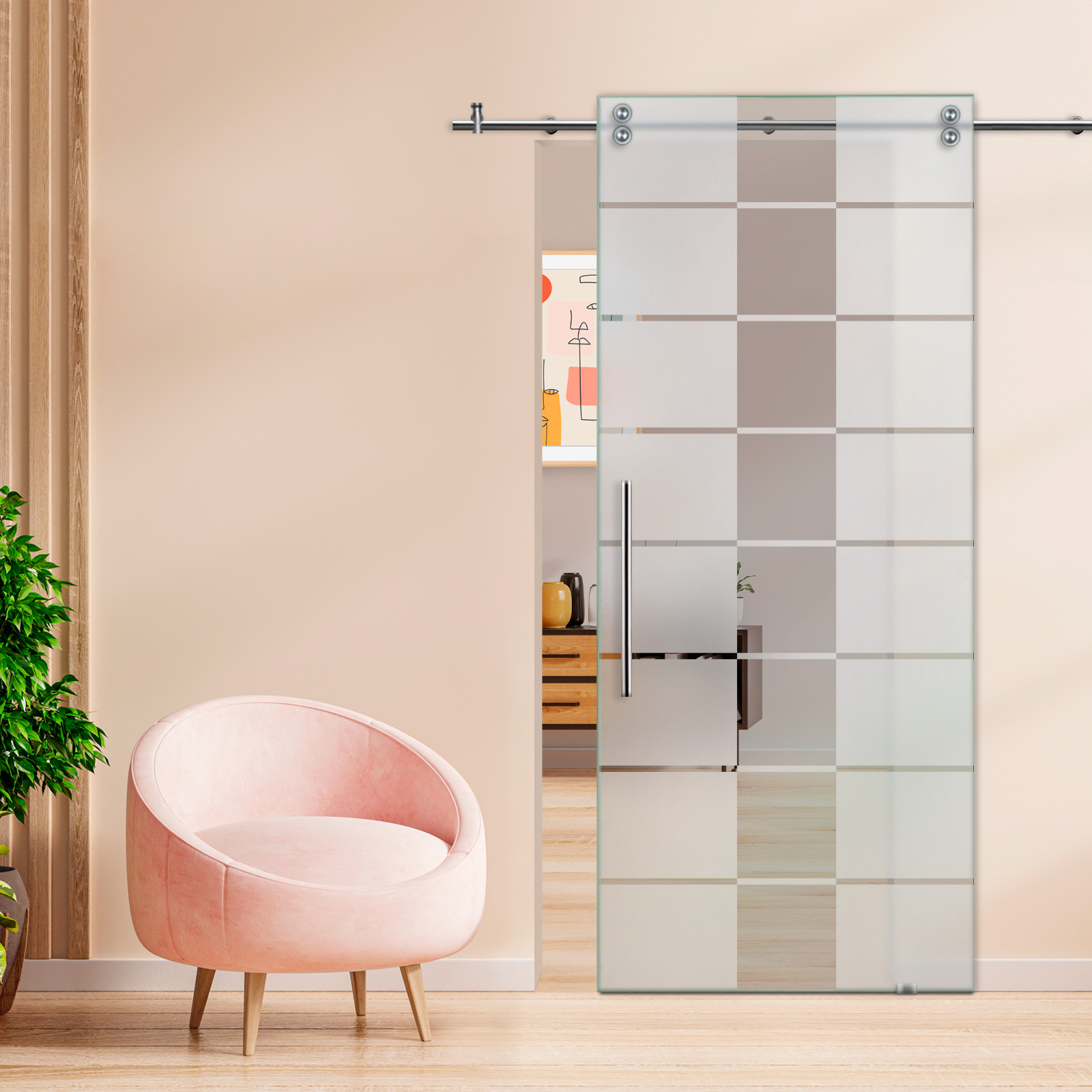 Sliding Glass Barn Door (Semi-private) T-Handle