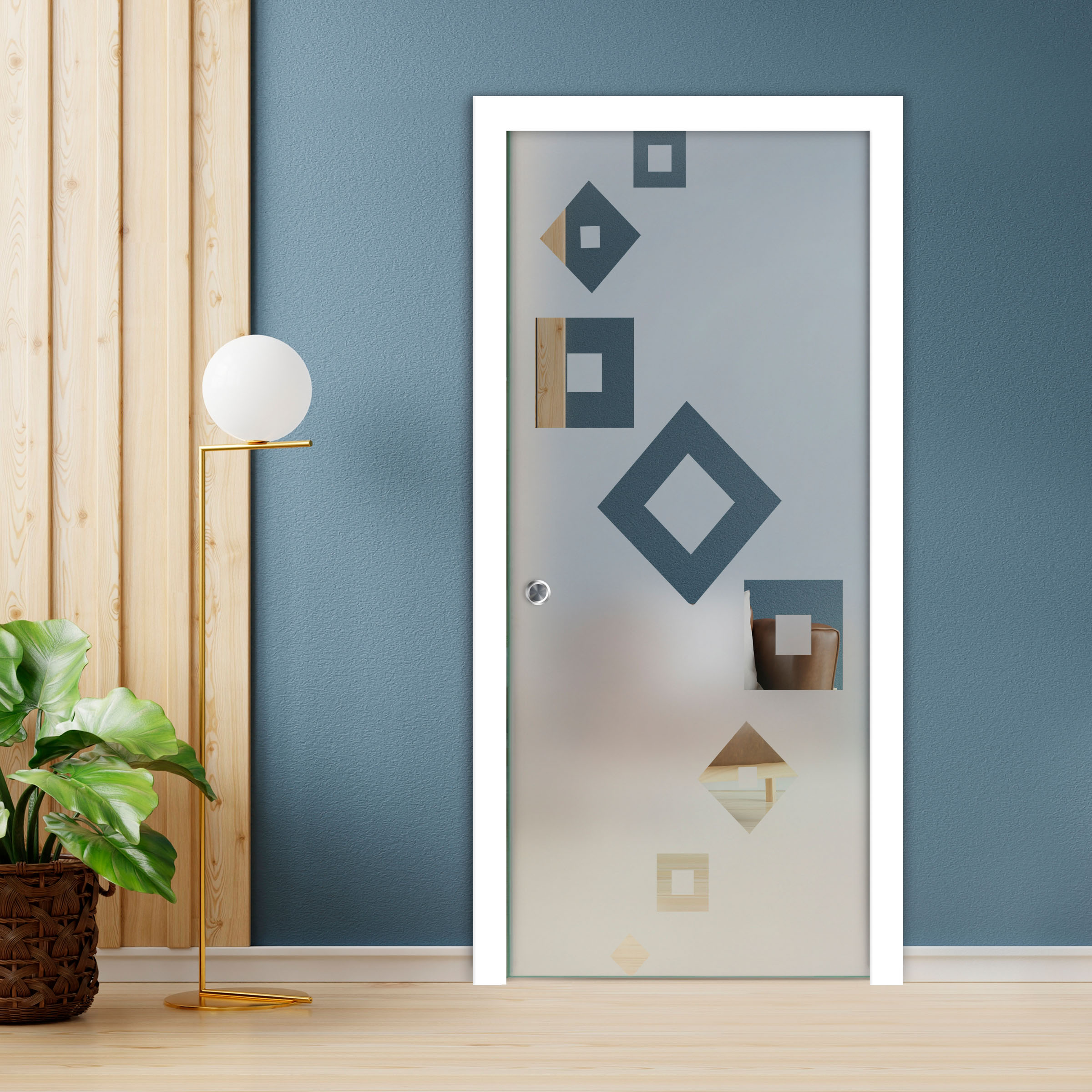 Pocket Sliding Glass Door with Frosted Design PSGD-0118