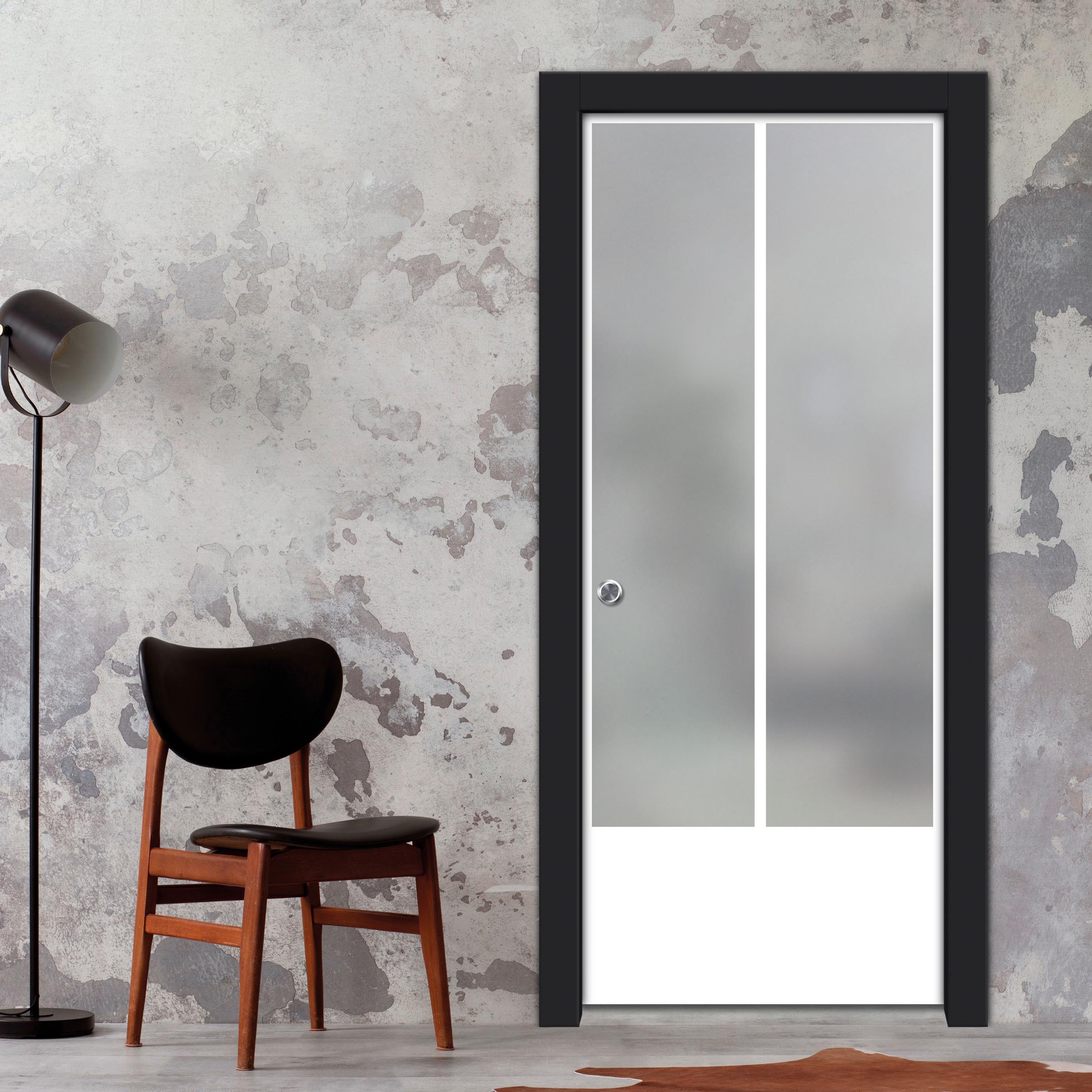 Frameless Glass Sliding Pocket Door Industrial Style PSGDIS-5432