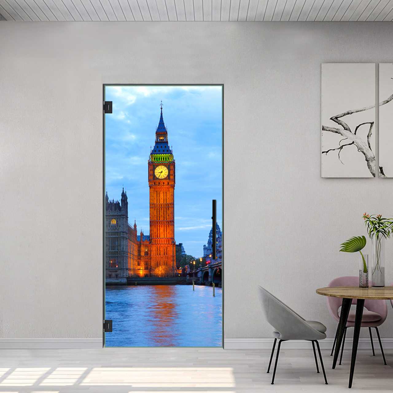 (London- Big Ben) Digital Printing Swing Glass Door DPSD-5492