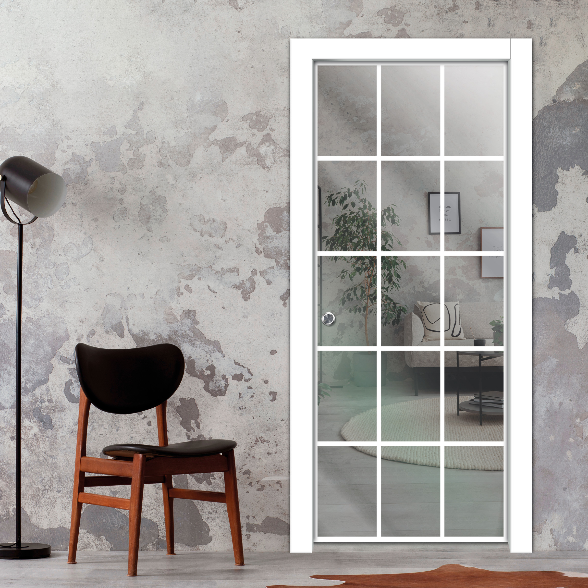 Frameless Glass Sliding Pocket Door Industrial Style PSGDIS-5386