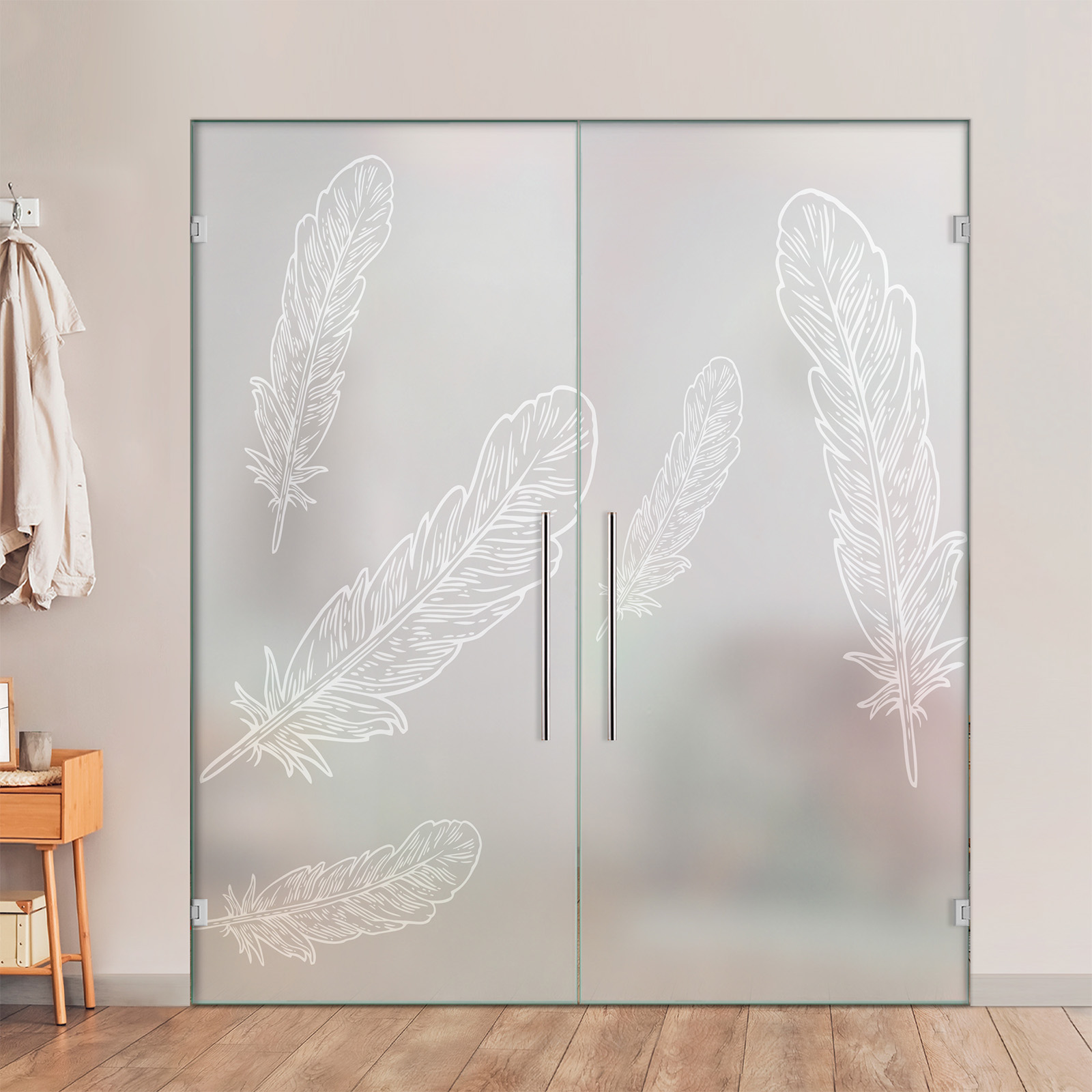 Double Swing Glass Door with Frosted Design (Full-private)