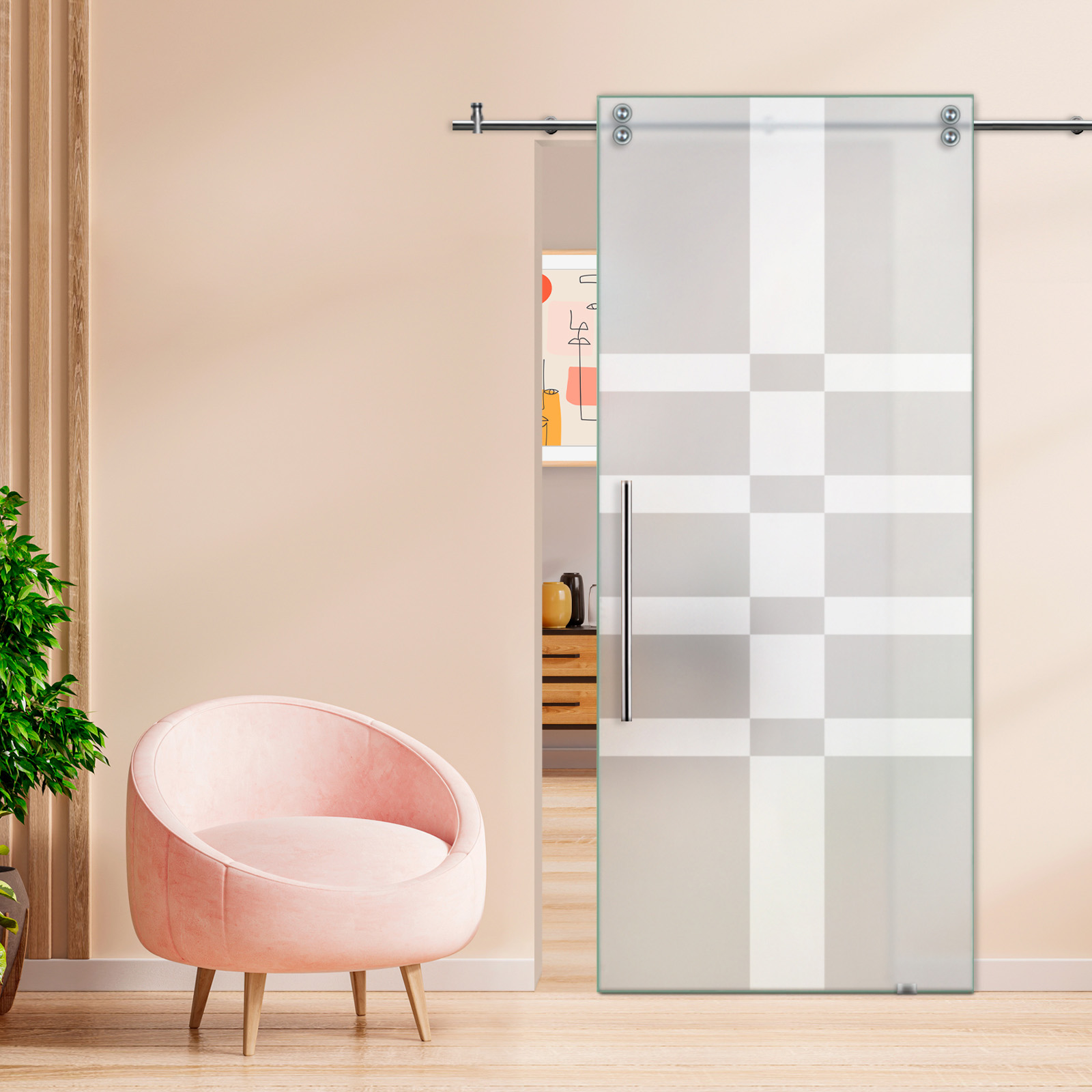 Sliding Barn Glass Door T-Handle (Full-Private)