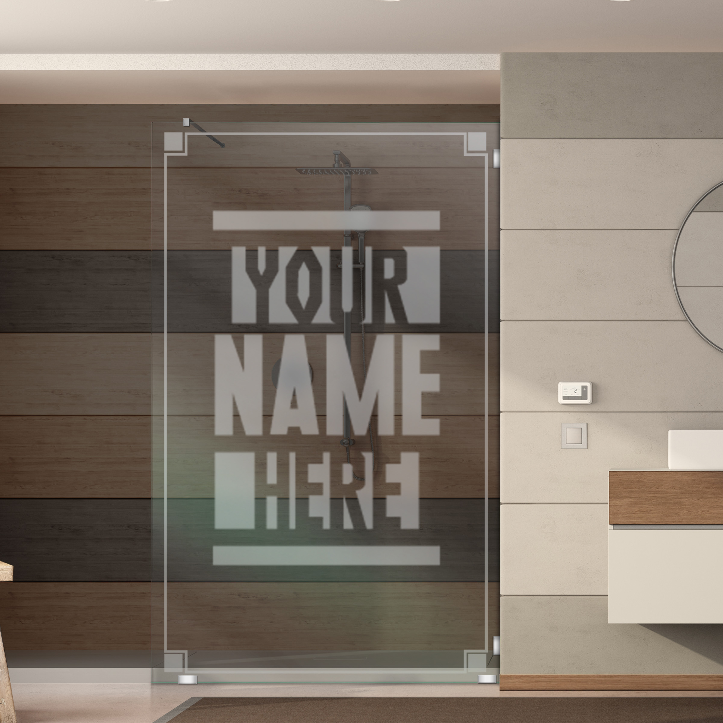 Frameless Fixed Shower Glass Panel Customized (With Your Name) FSS-4028