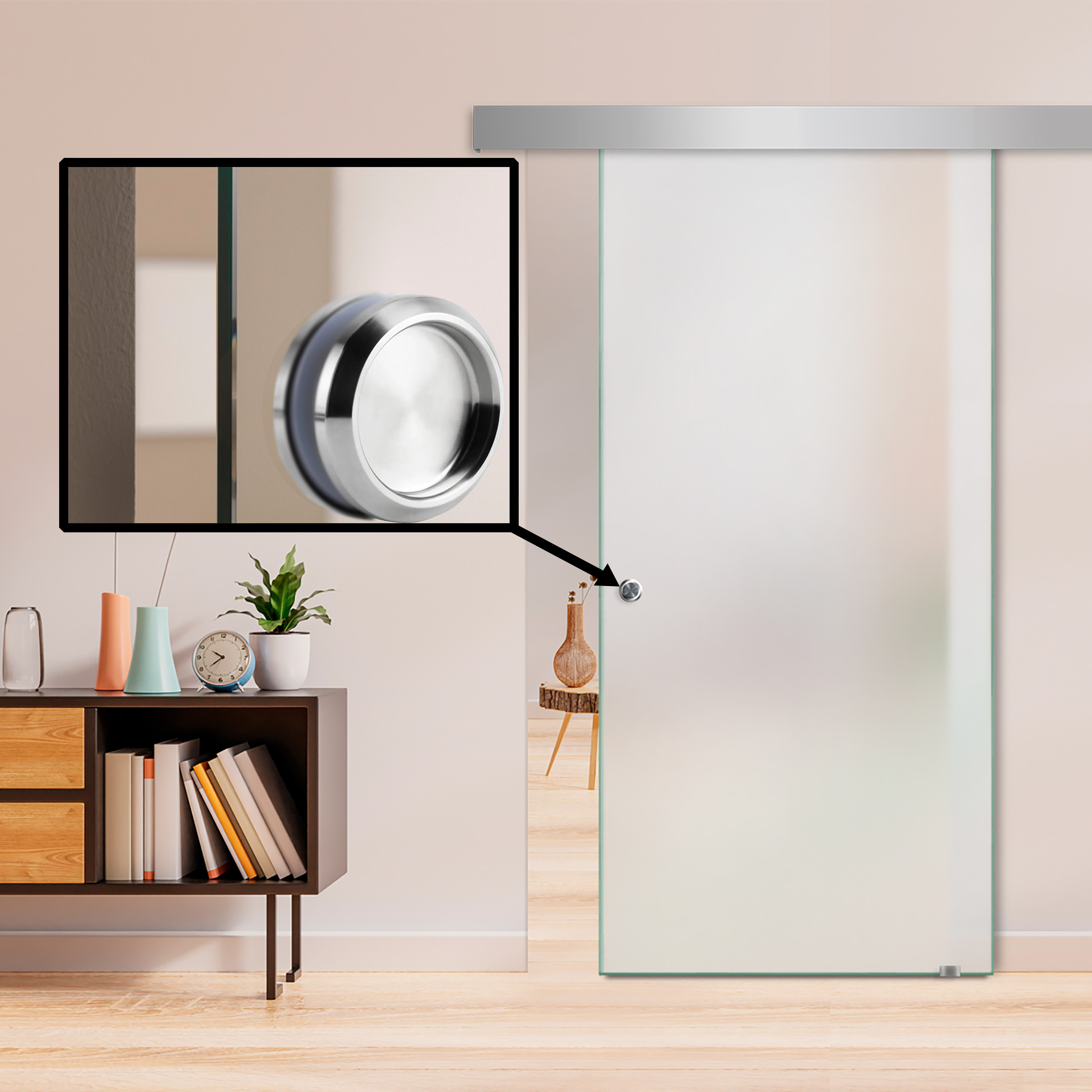 Stainless Steel Recessed Grip Handle for Glass Doors