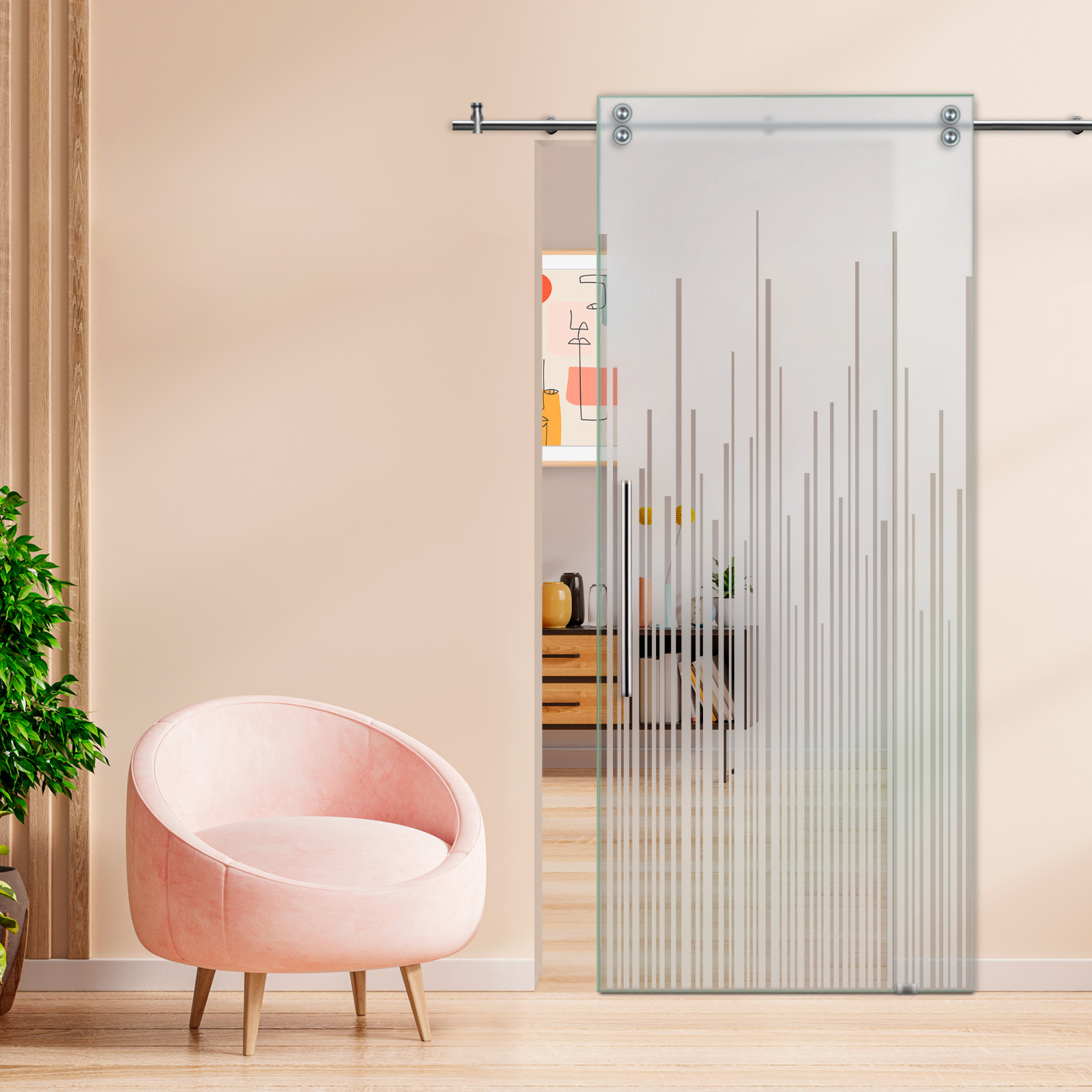 Sliding Glass Barn Door (Semi-private) T-Handle
