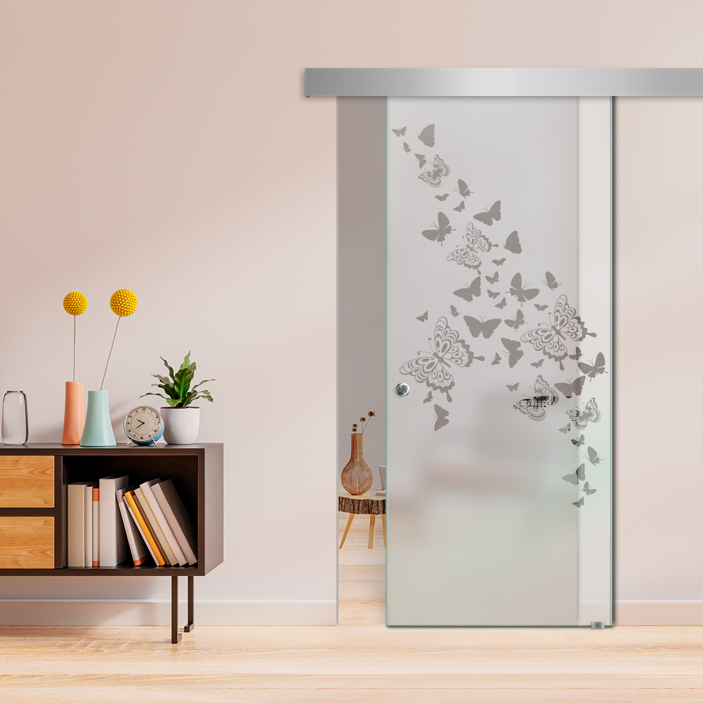 Sliding Glass Barn Door ALU100 (Semi Private) Recessed Grip