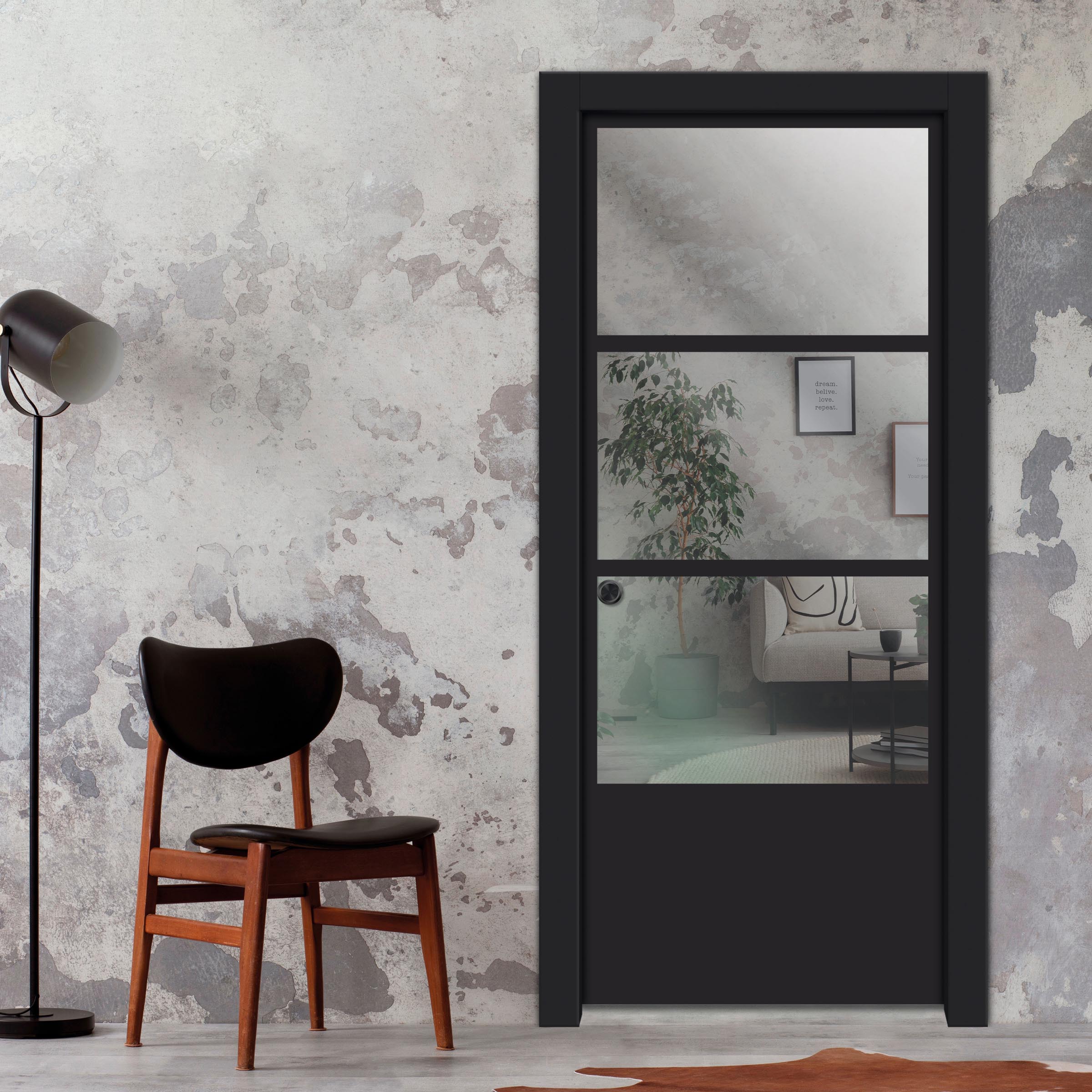Frameless Glass Sliding Pocket Door Industrial Style PSGDIS-5441