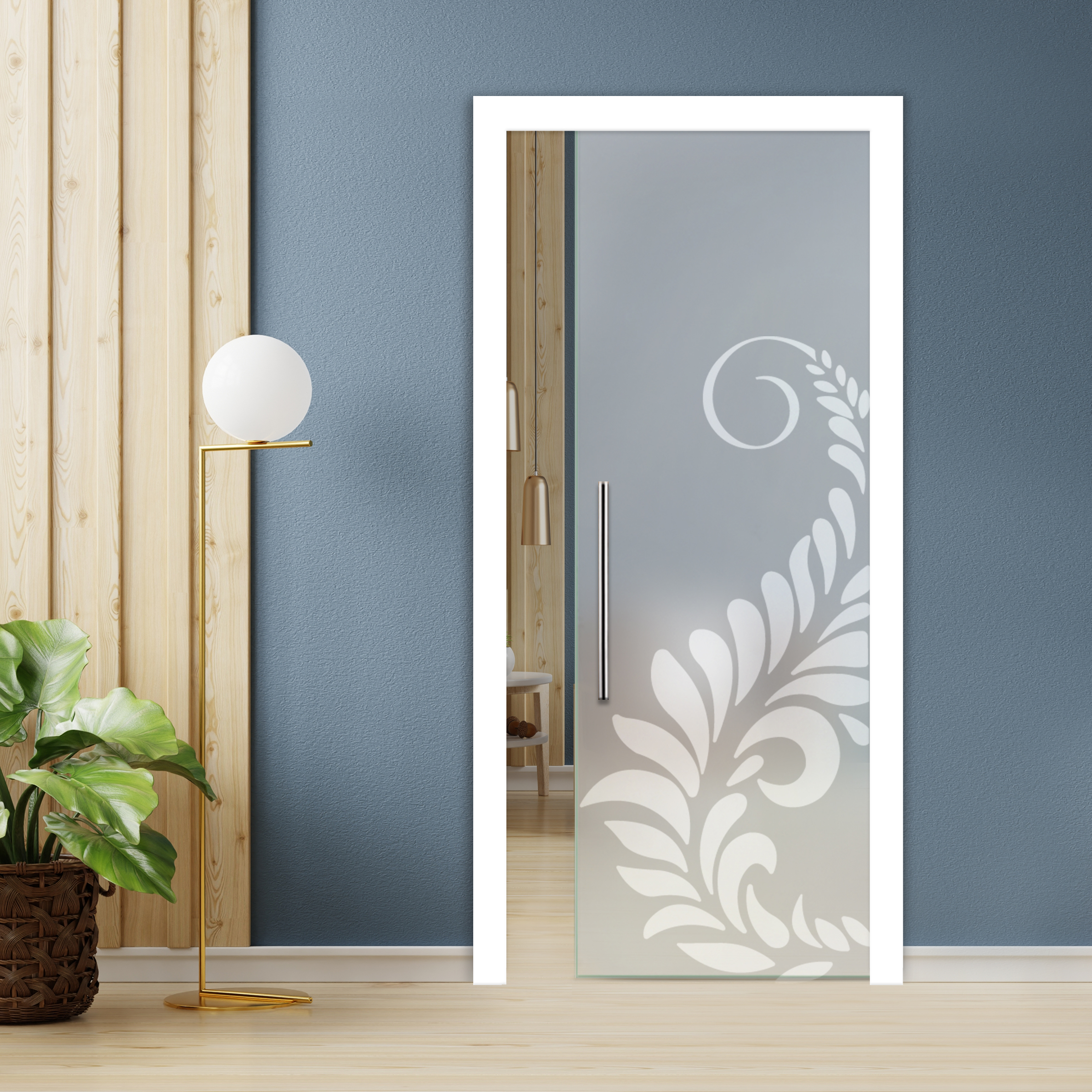 Pocket Glass Barn Door (Model PSGD-0096 Full-Private) & T Handle