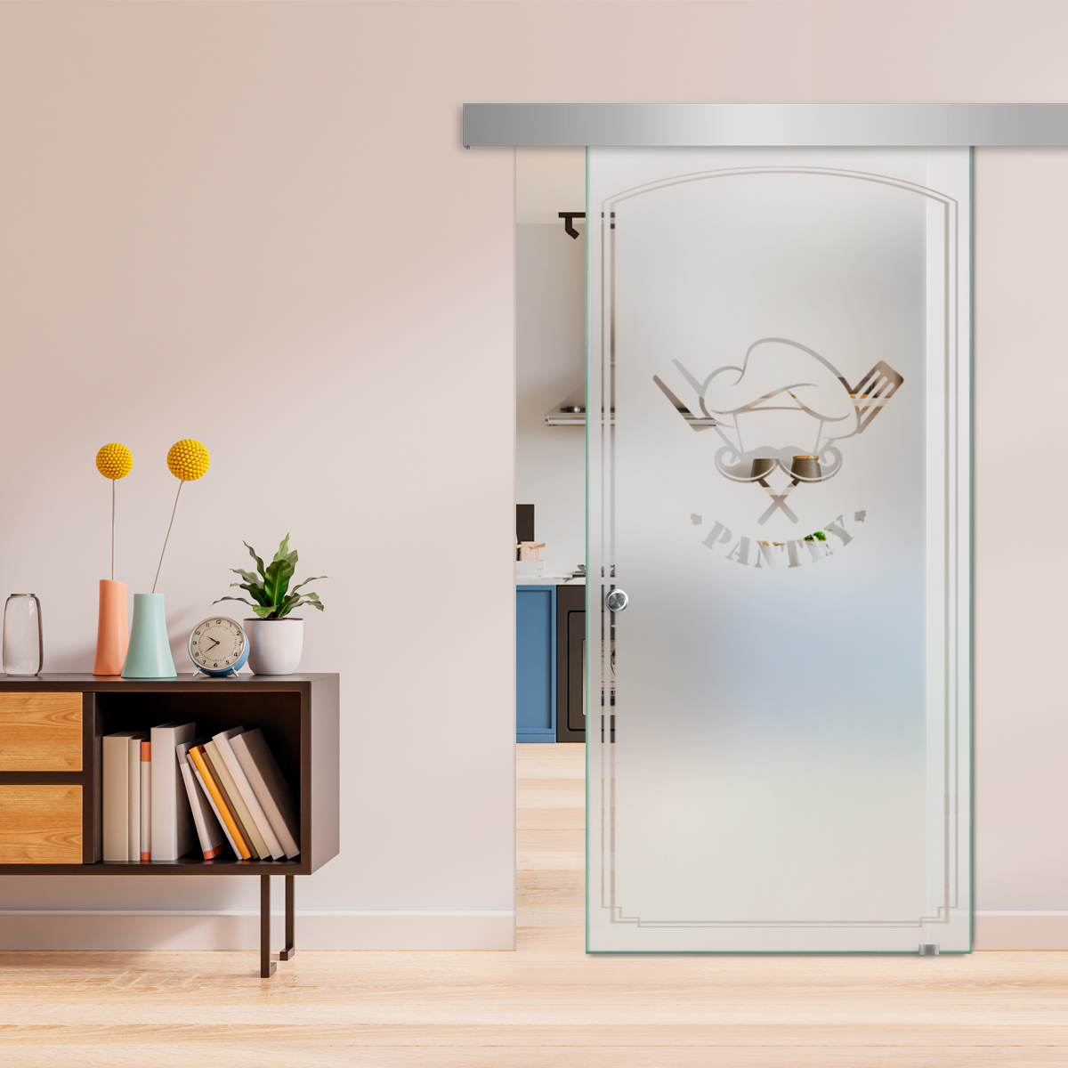 Sliding Glass Barn Door (Semi-private) - Recessed Grip 