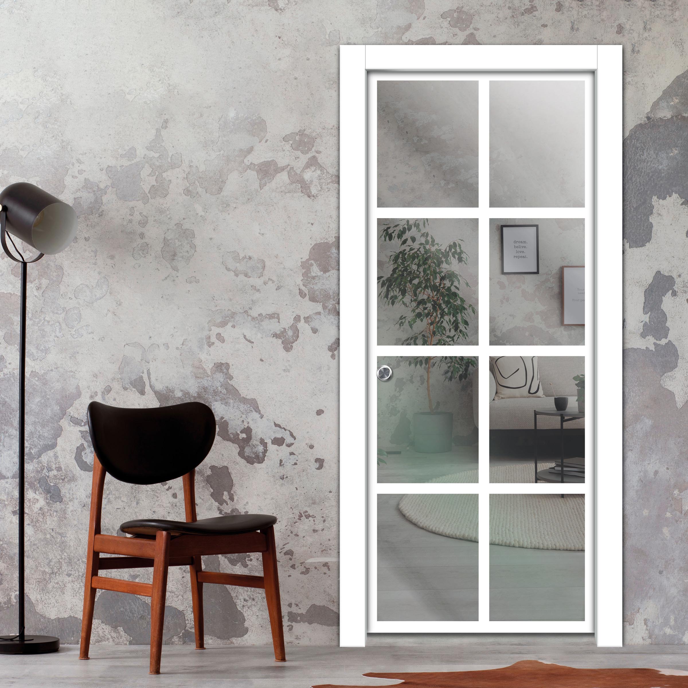 Frameless Glass Sliding Pocket Door Industrial Style PSGDIS-5374