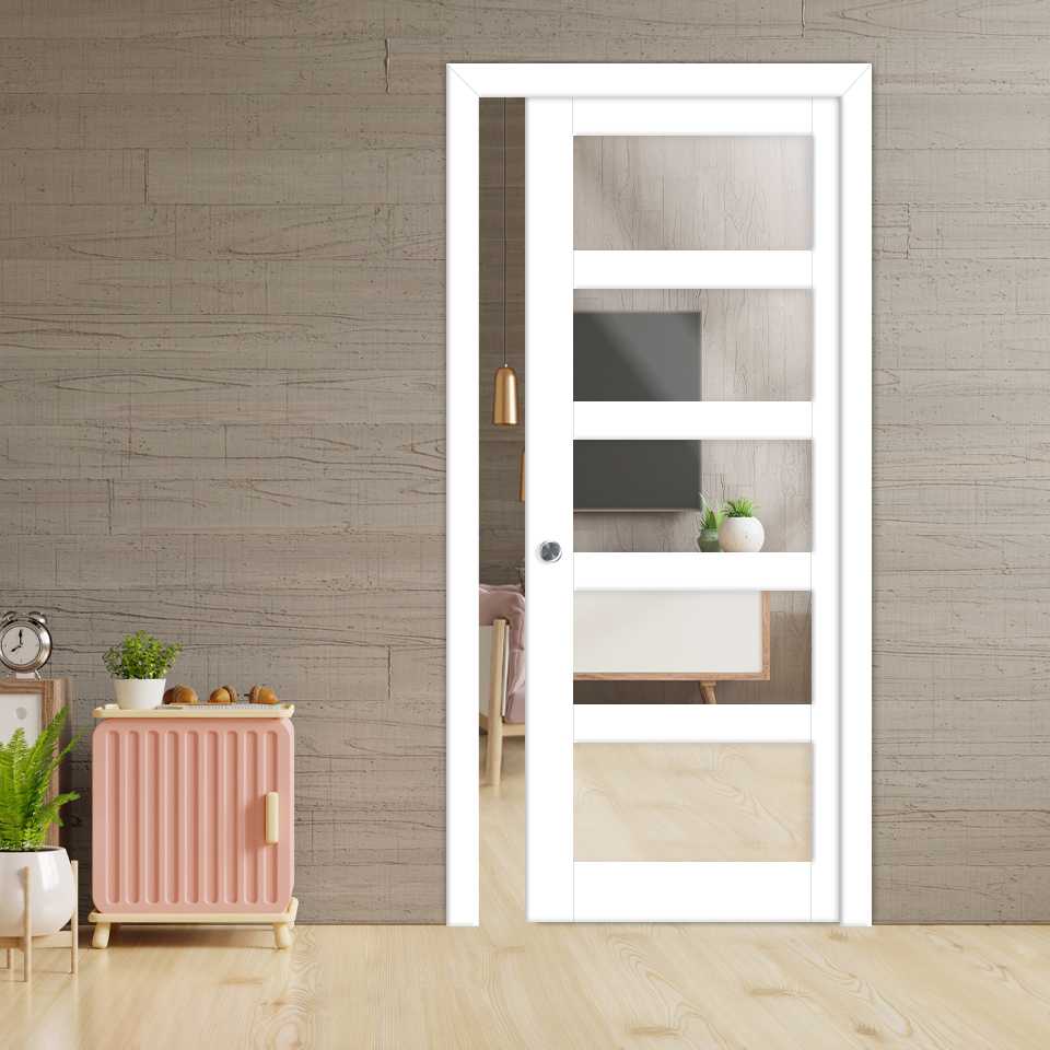Pocket Wood Door with 1 or 2 Mirror Insert PWGD-8110