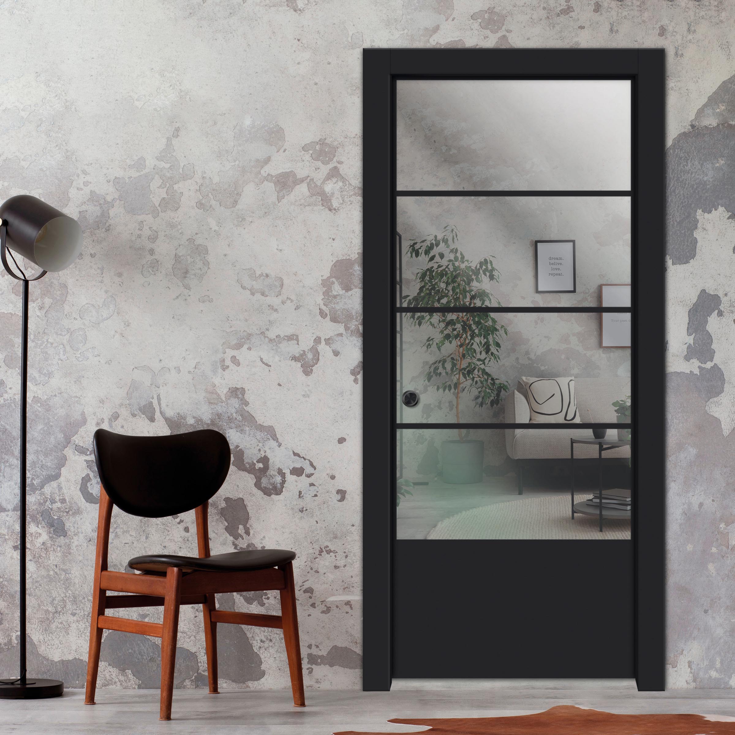 Frameless Glass Sliding Pocket Door Industrial Style PSGDIS-4256