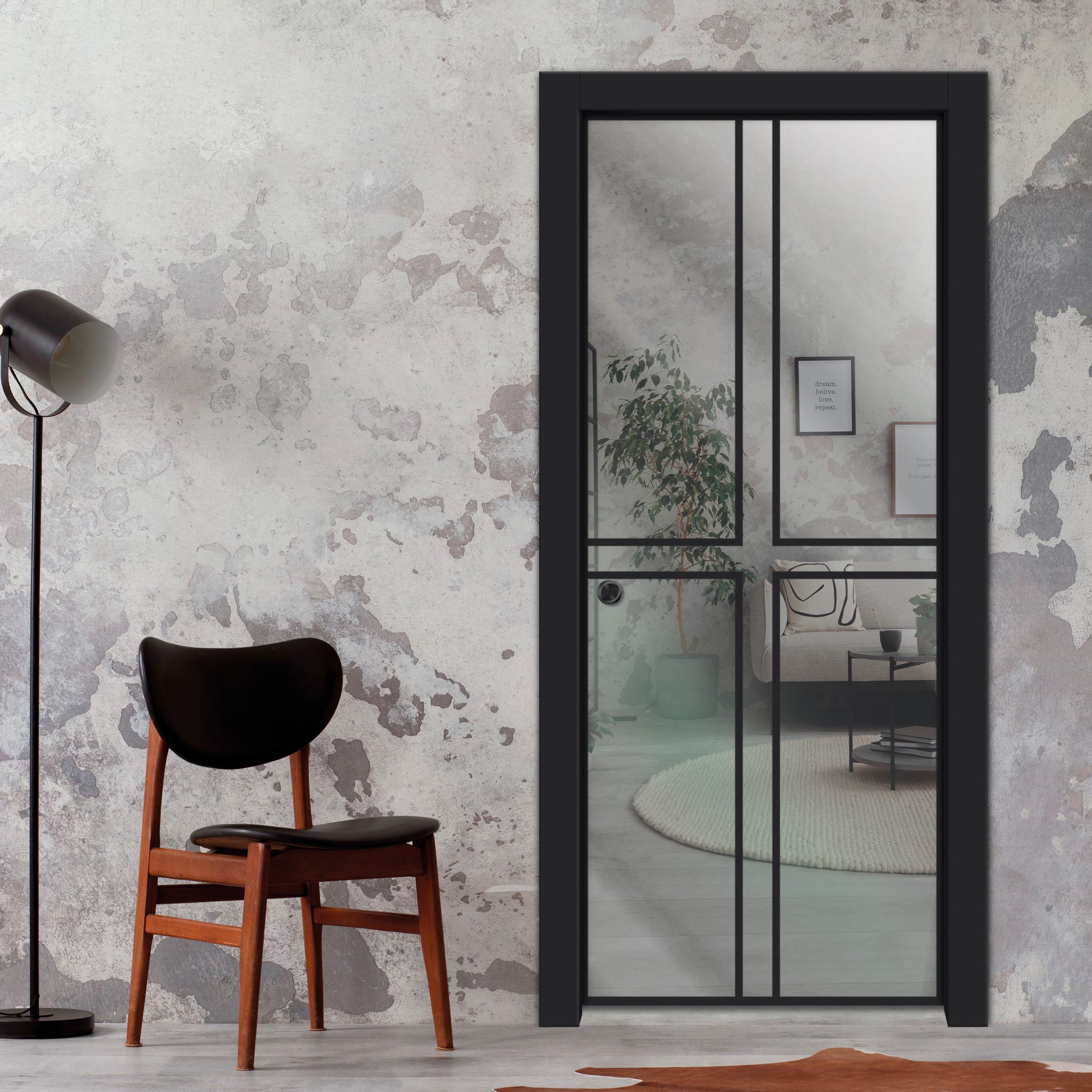 Frameless Glass Sliding Pocket Door Industrial Style PSGDIS-4262