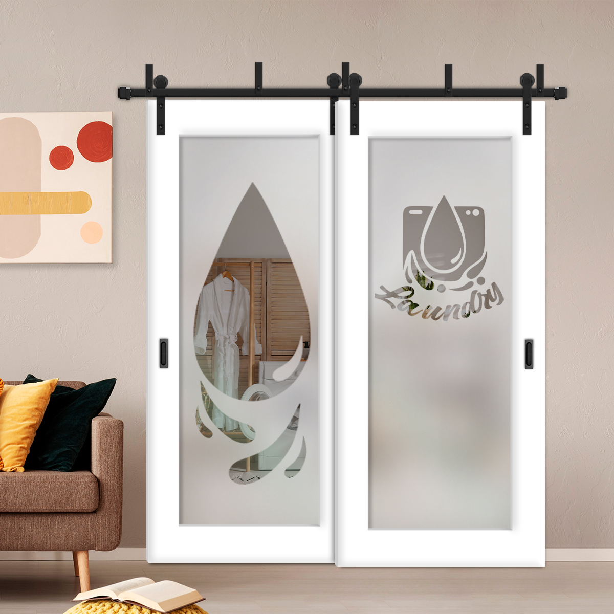Sliding Barn Bypass Door White (Semi-Private)