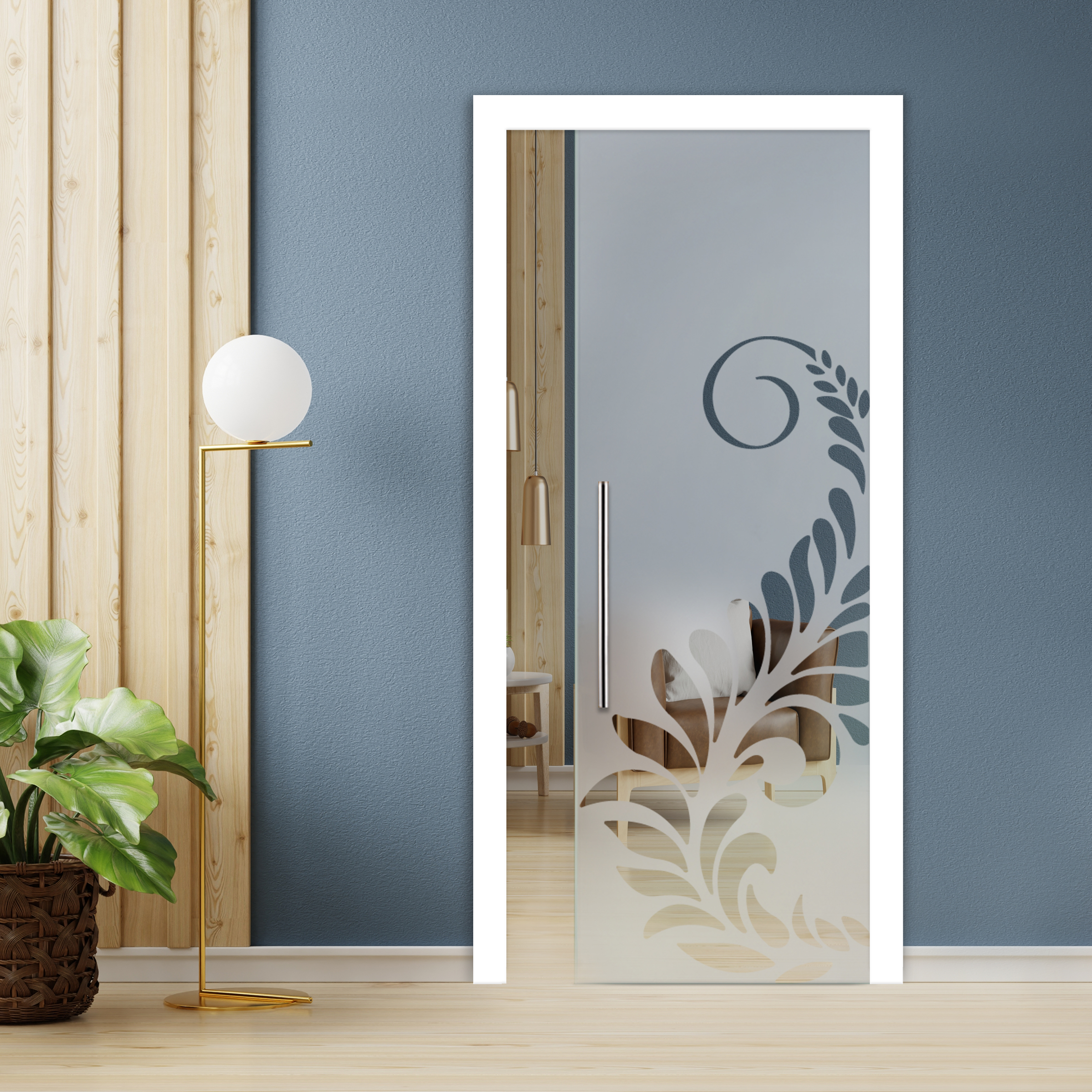 Pocket Glass Barn Door (Model PSGD-0096 Semi-Private) & T Handle