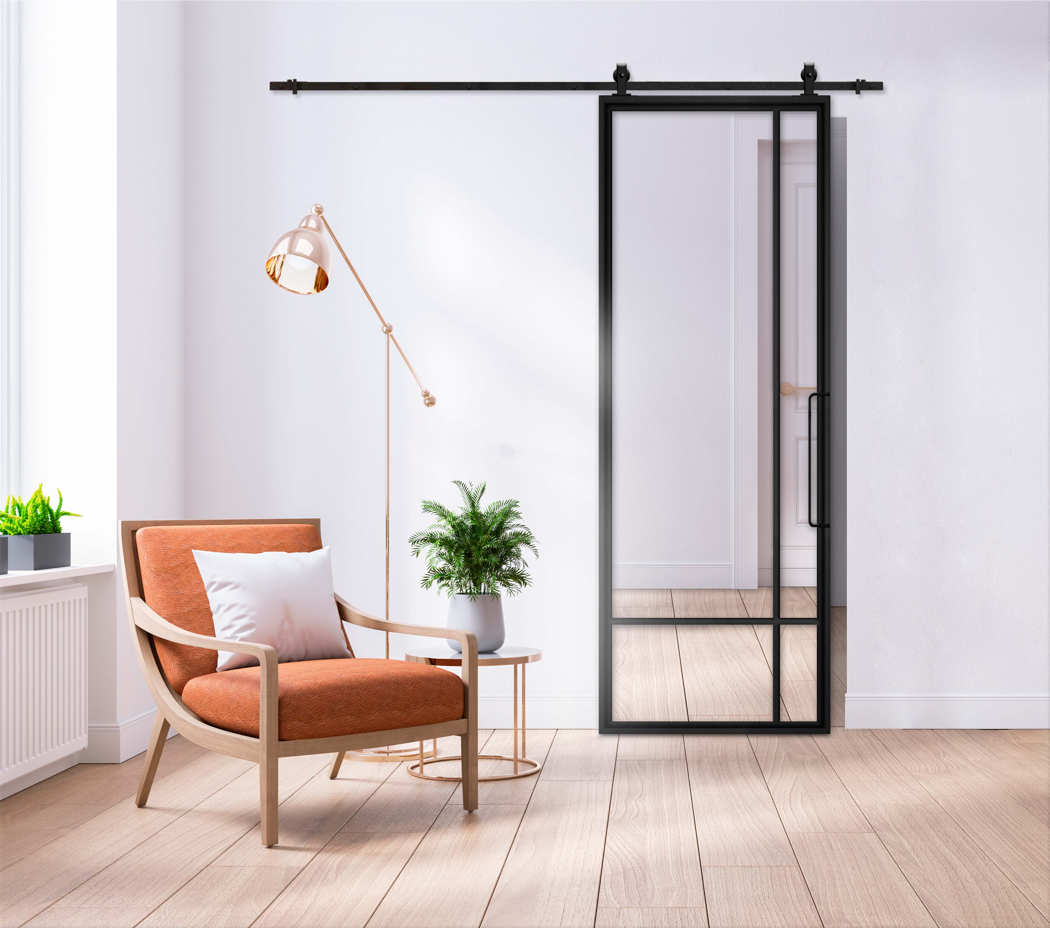 Metal Frame High Sierra Sliding Barn Door (Mirror)