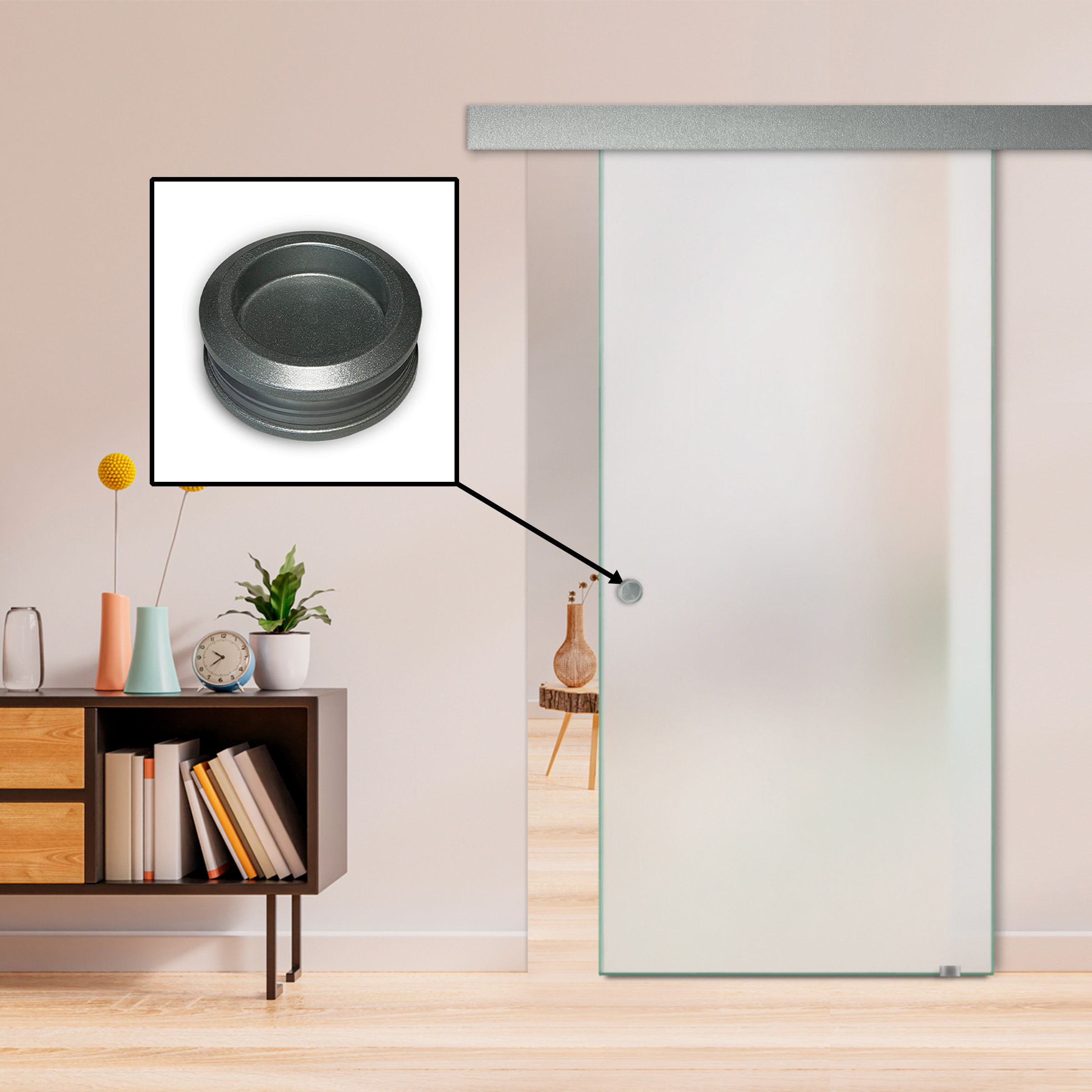 Silver Painted Stainless Steel Recessed Grip Handle for Glass Doors