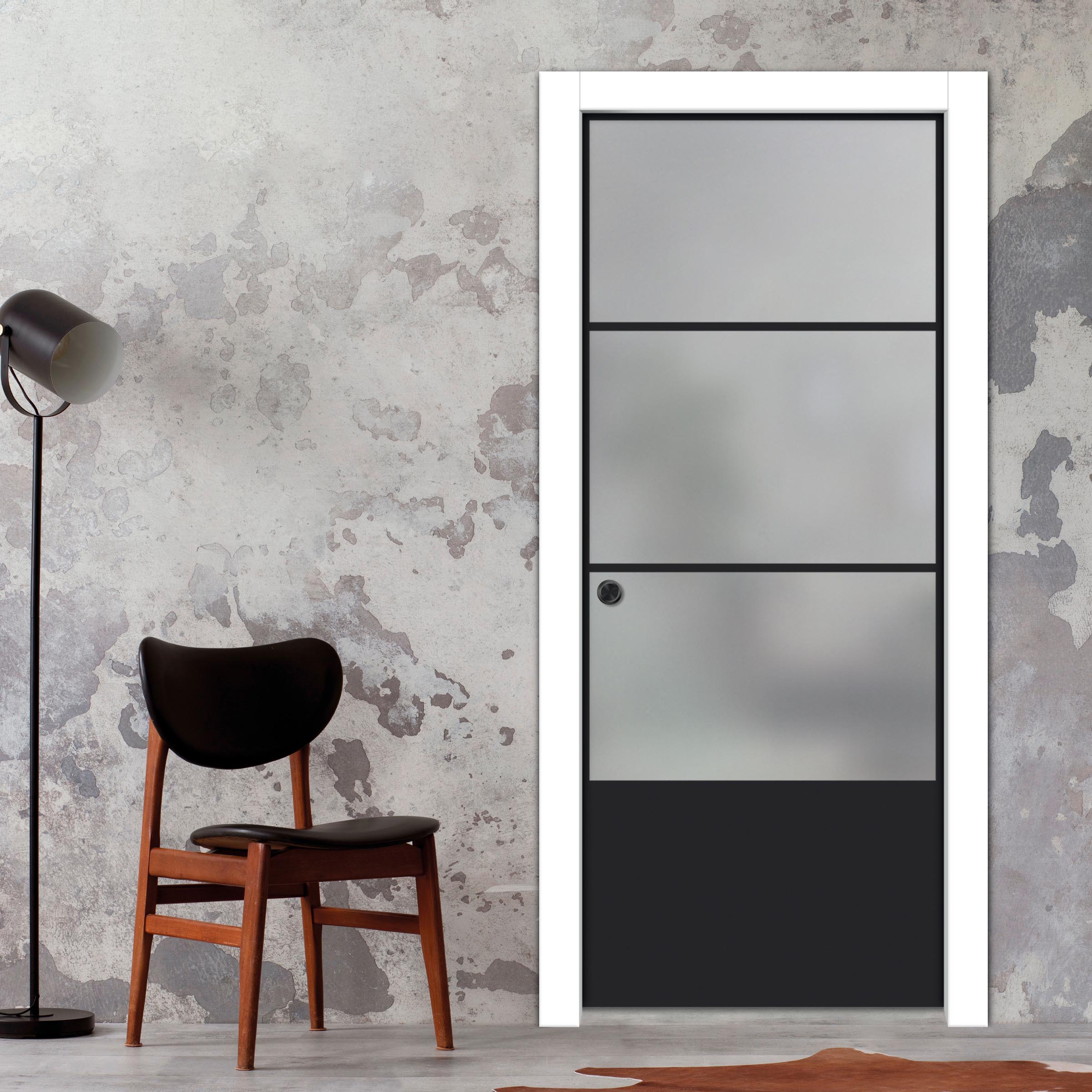 Frameless Glass Sliding Pocket Door Industrial Style PSGDIS-4271