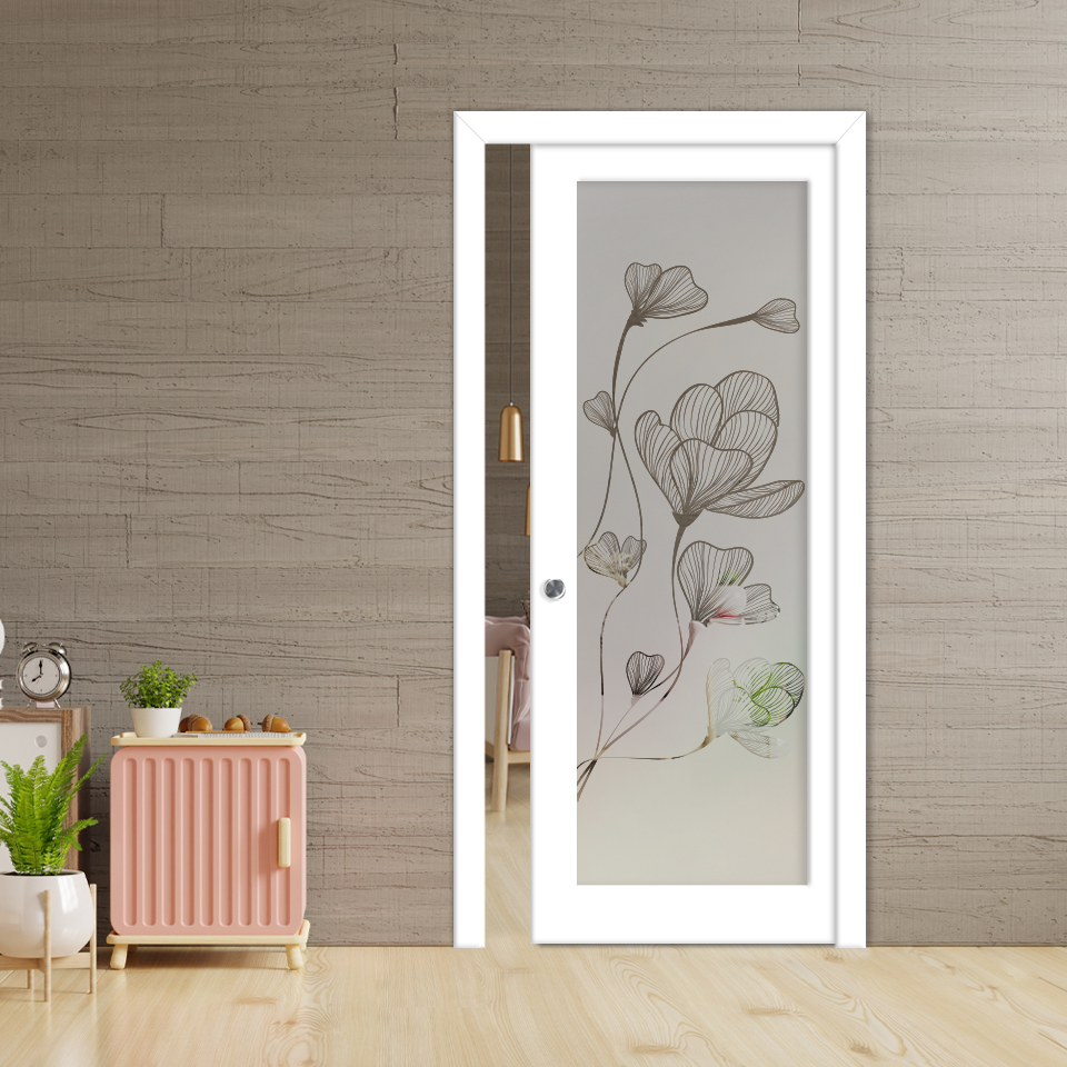 Sliding Pocket Wood Door with Glass Insert (Semi-private)
