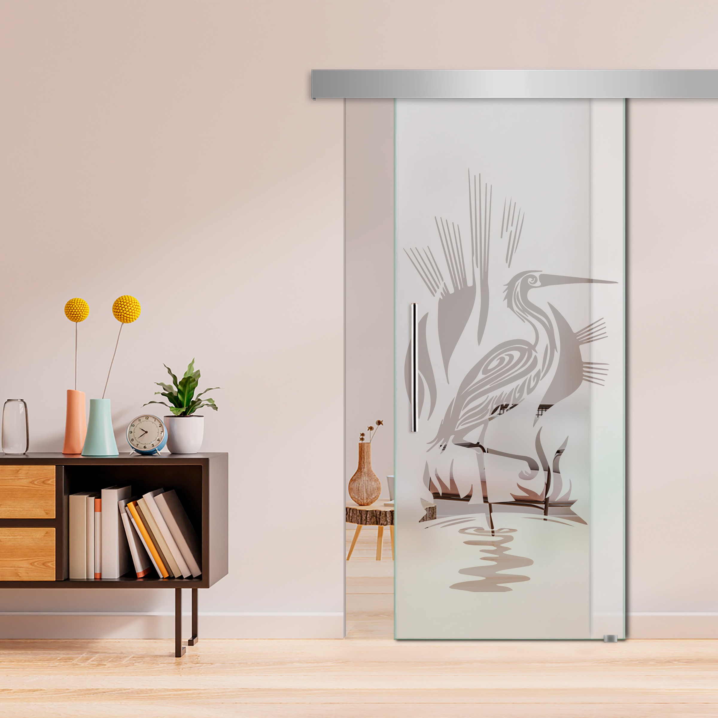 Sliding Glass Barn Door  ALU100 T Handle (Semi Private)