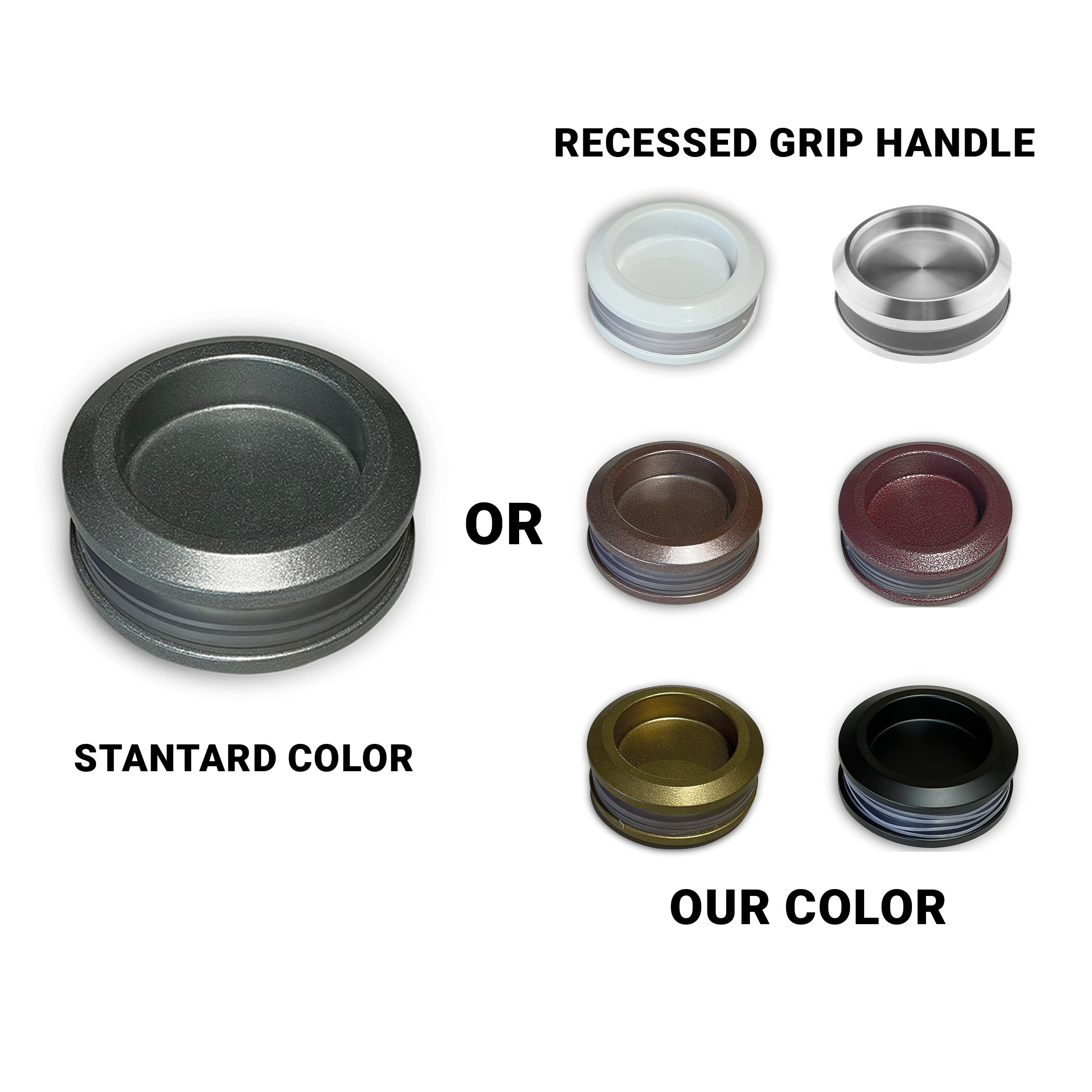 Silver Painted Stainless Steel Recessed Grip Handle for Glass Doors