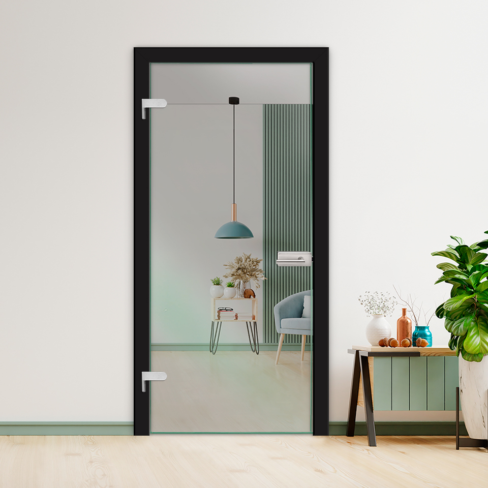 Clear Hinged Interior Glass Door - Recessed Grip