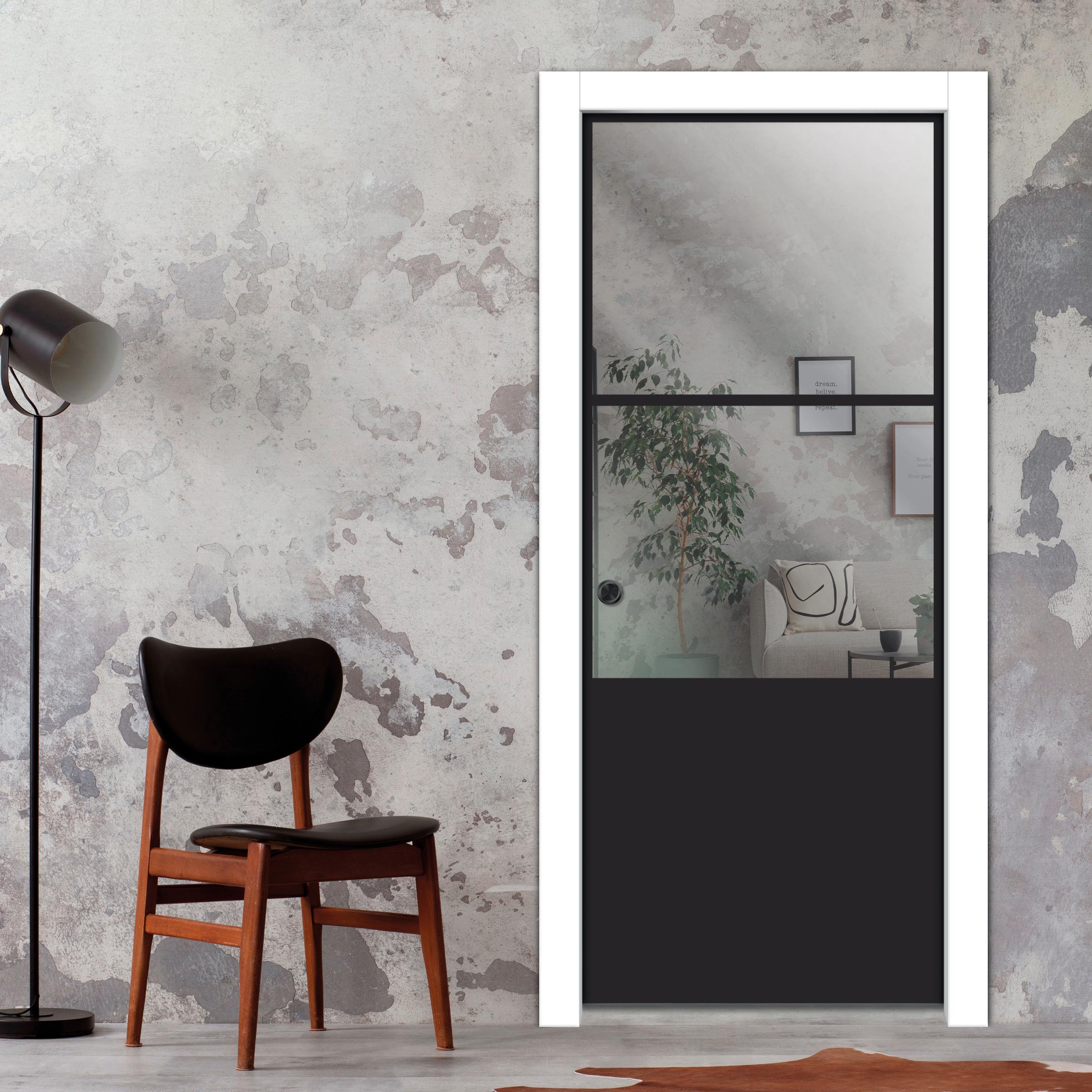 Frameless Glass Sliding Pocket Door Industrial Style PSGDIS-5444