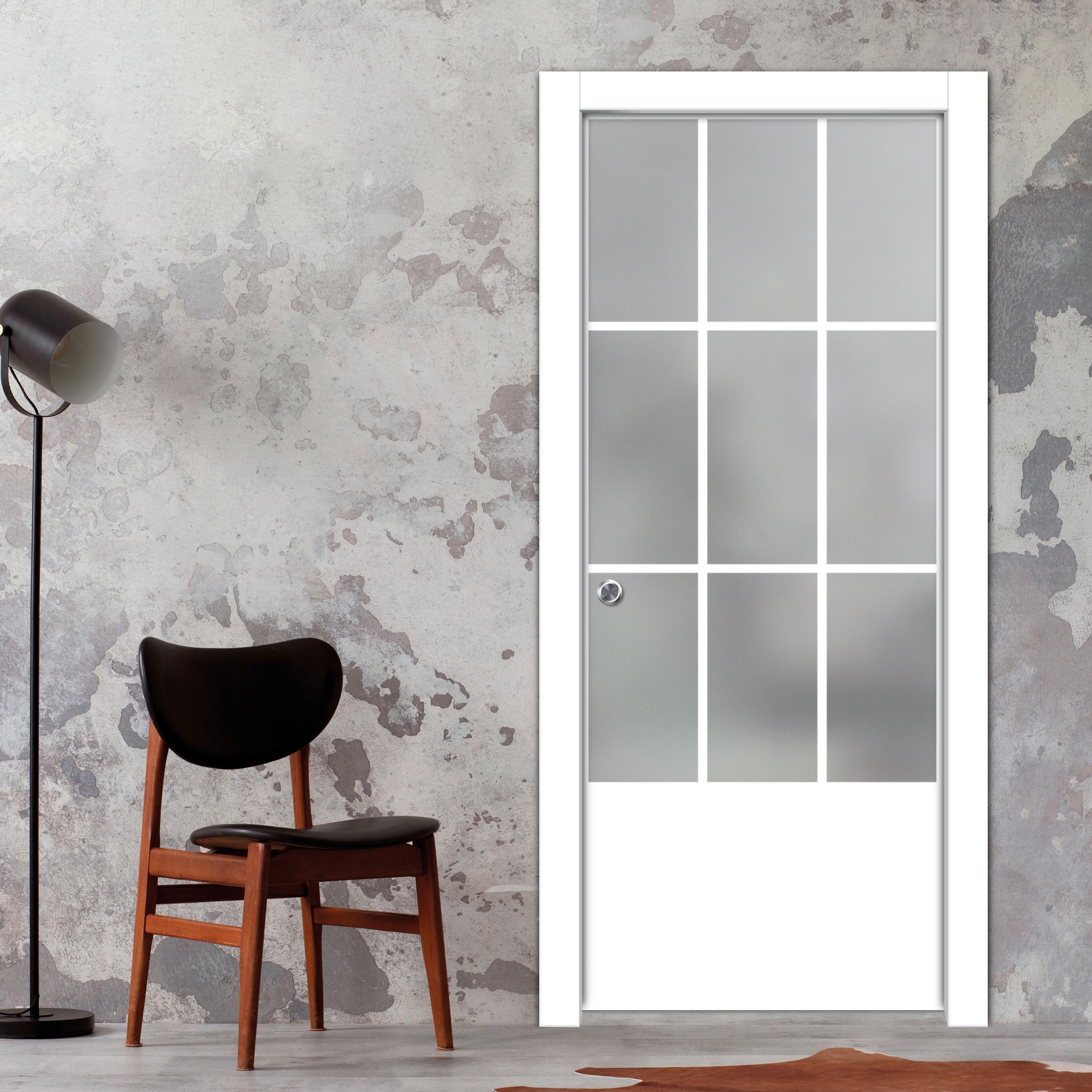 Frameless Glass Sliding Pocket Door Industrial Style PSGDIS-4269