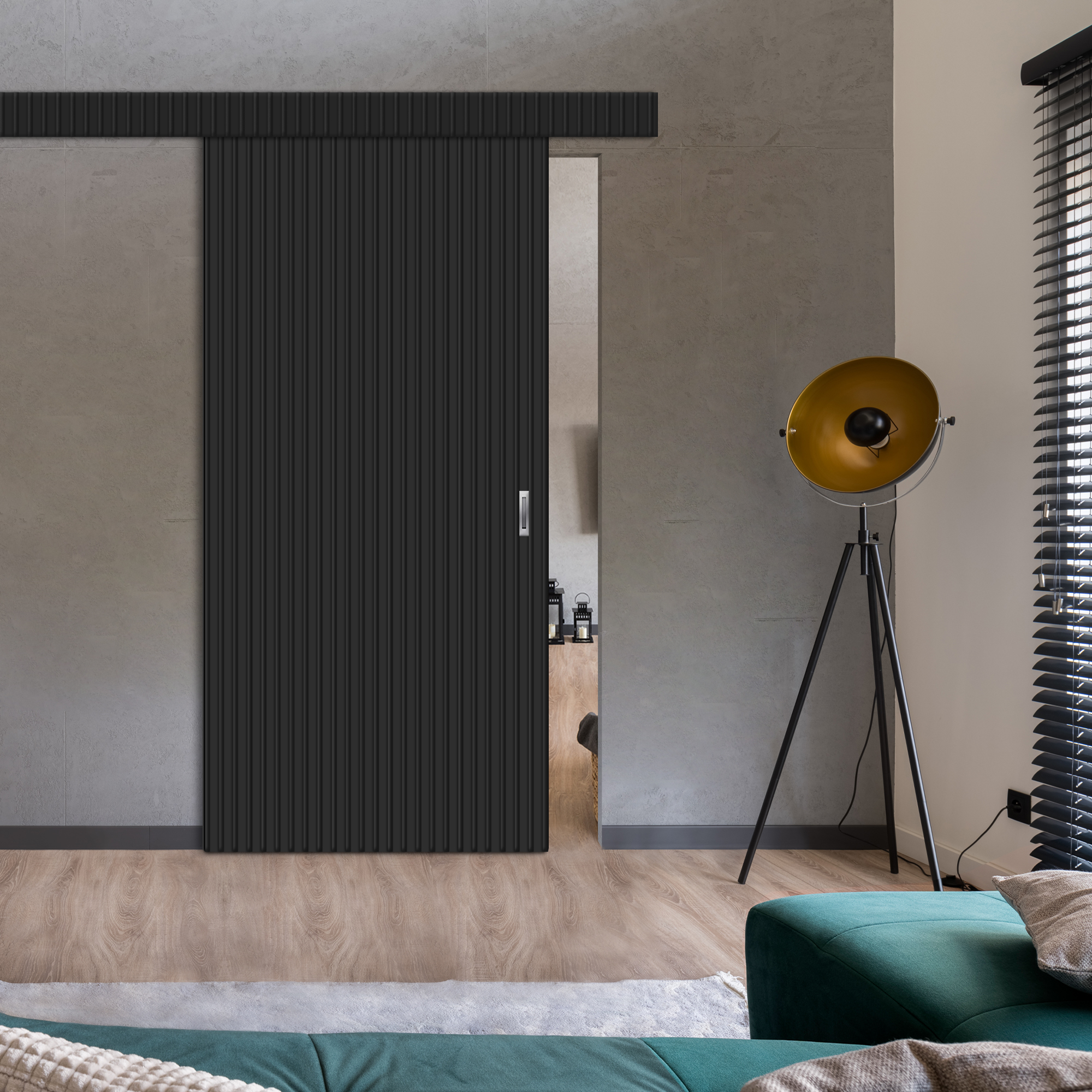 Fluted Wooden Sliding Barn Door (Hardware Fascia / Cover)