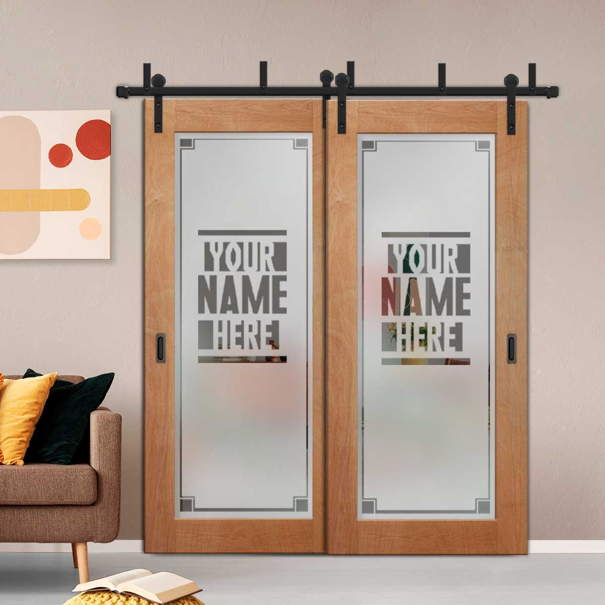 2 Leaf Sliding Barn Bypass Doors Customized (With Your Name) BGD-7642