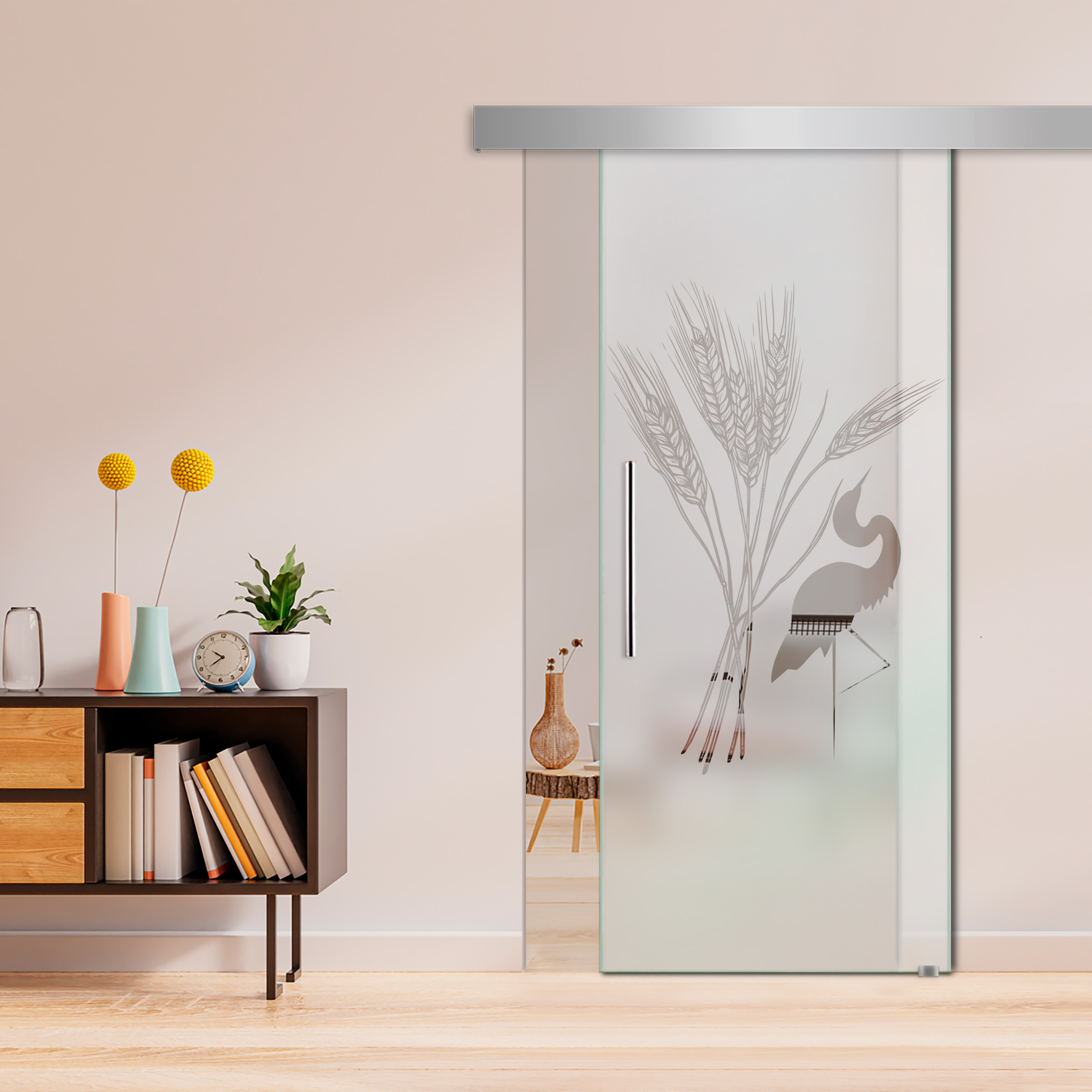 Sliding Glass Barn Door  ALU100 T Handle (Semi Private)