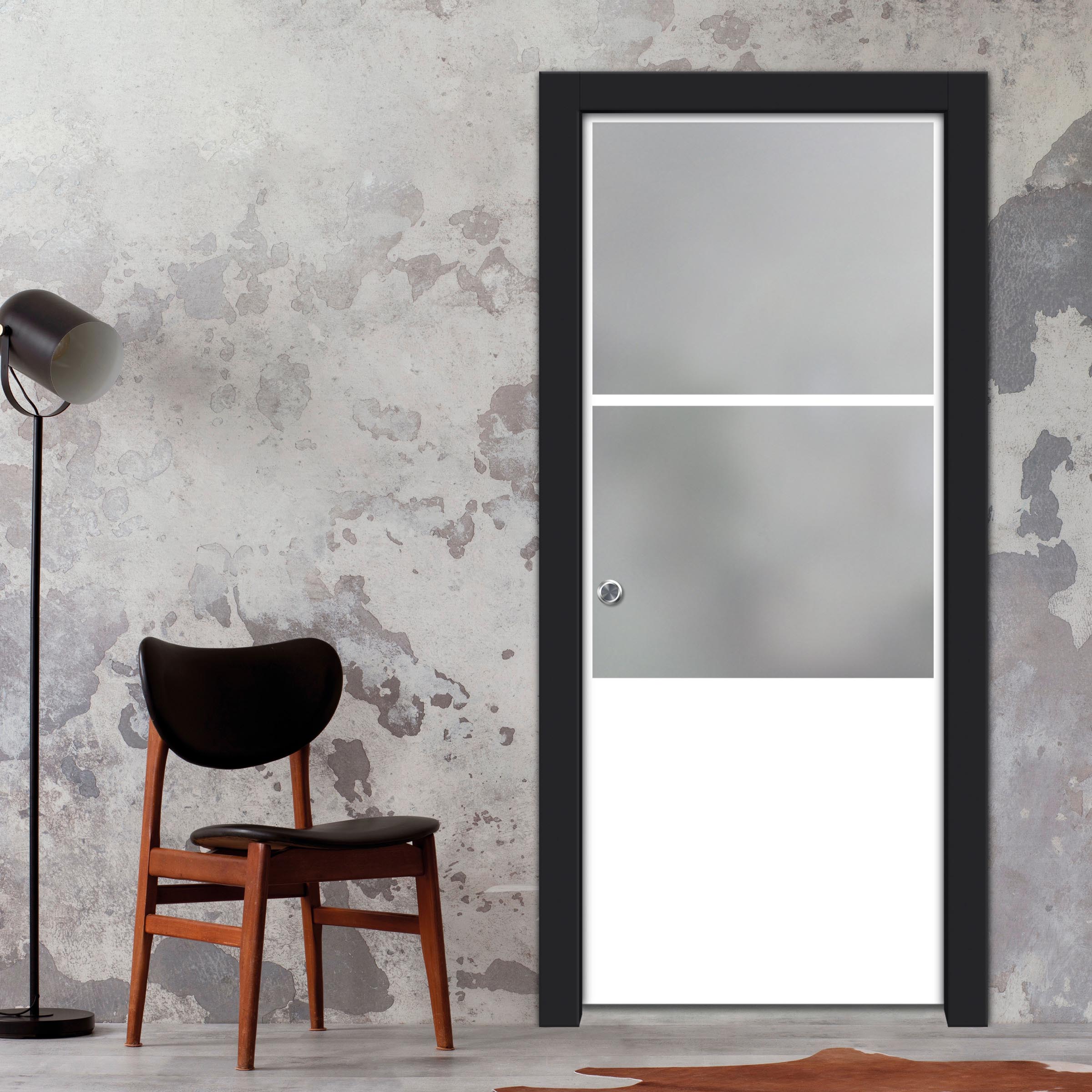 Frameless Glass Sliding Pocket Door Industrial Style PSGDIS-5444