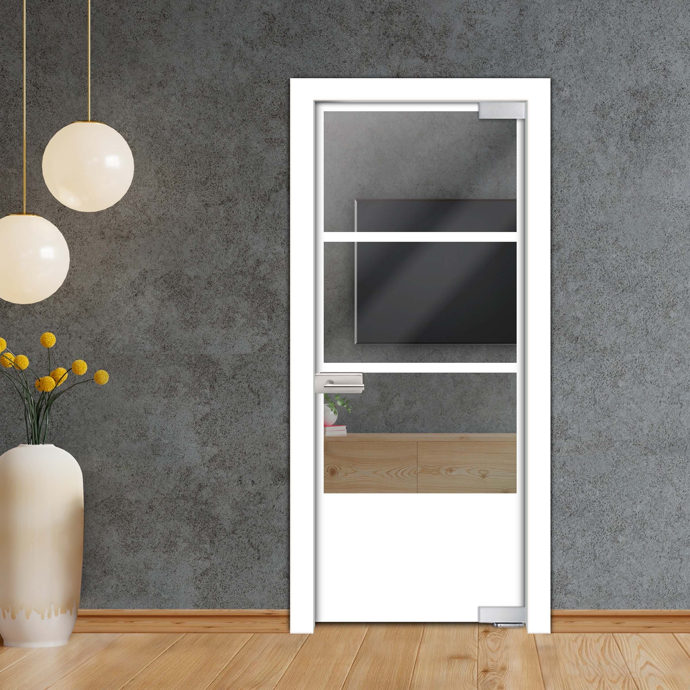 Frameless Industrial Pivot Glass Door (Black Hardware Complete Kit) PGLF-5420
