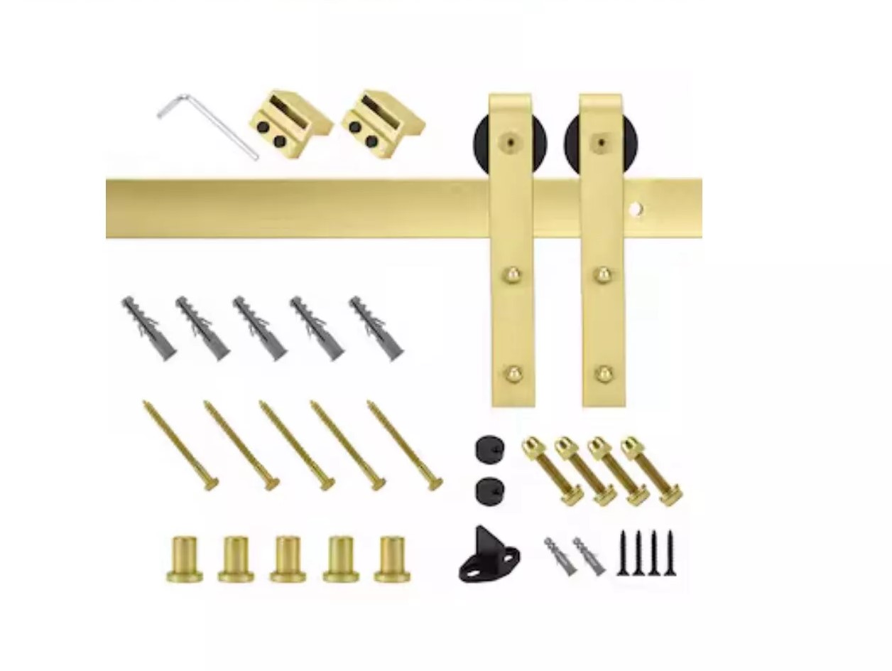 Gold Colored Hardware Kit for Sliding Wooden Barn Door