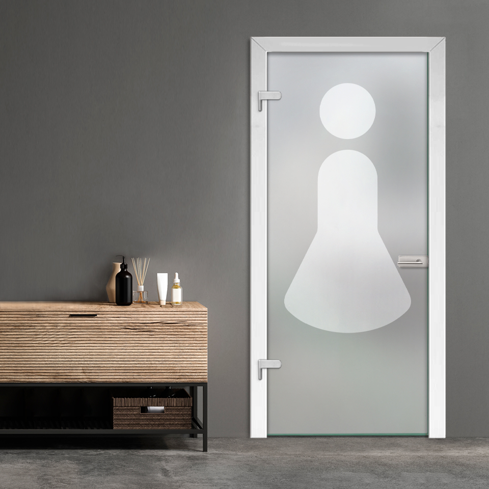 Restroom Women Hinged Glass Door