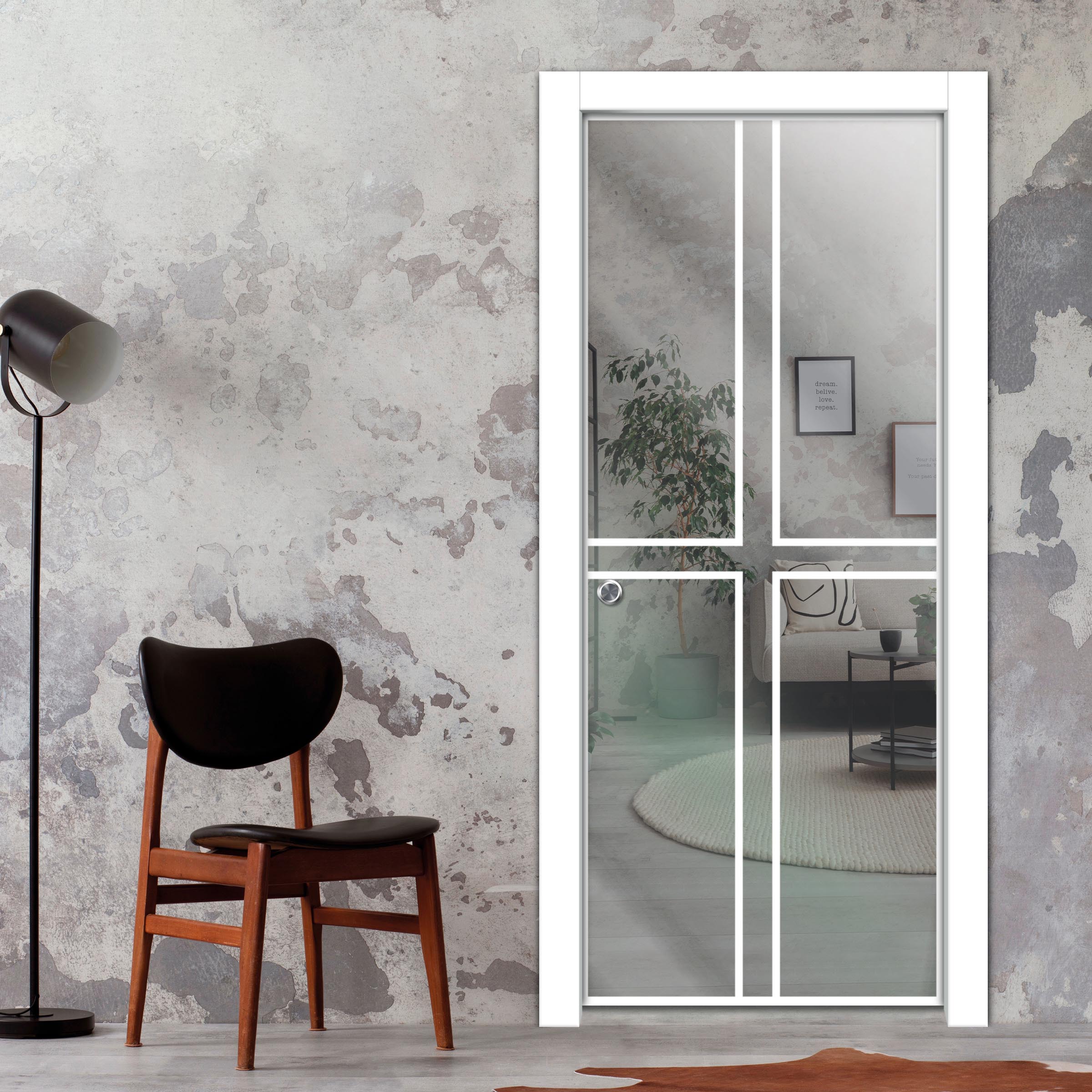 Frameless Glass Sliding Pocket Door Industrial Style PSGDIS-4262