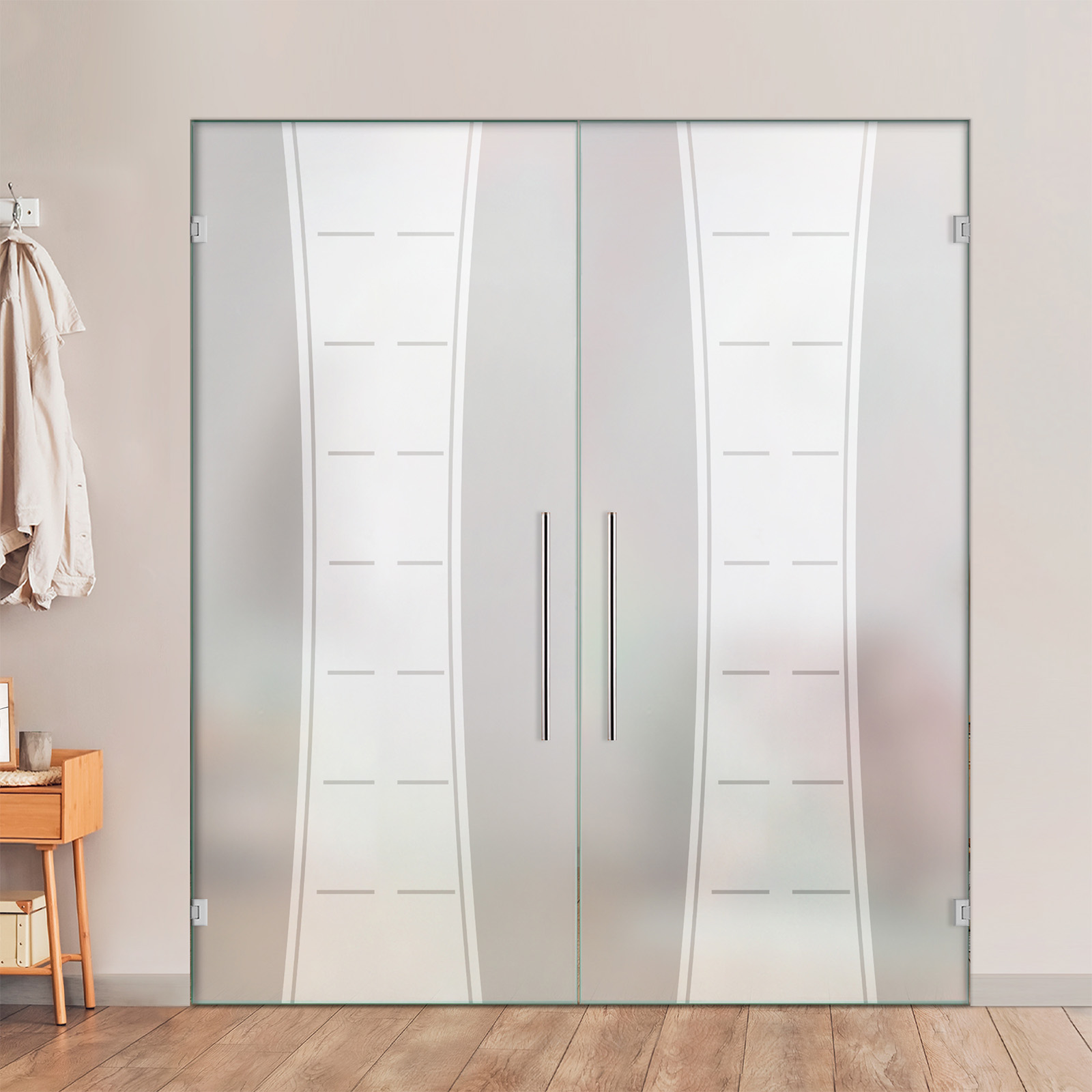 Double Swing Glass Door with Frosted Design (Full-private)