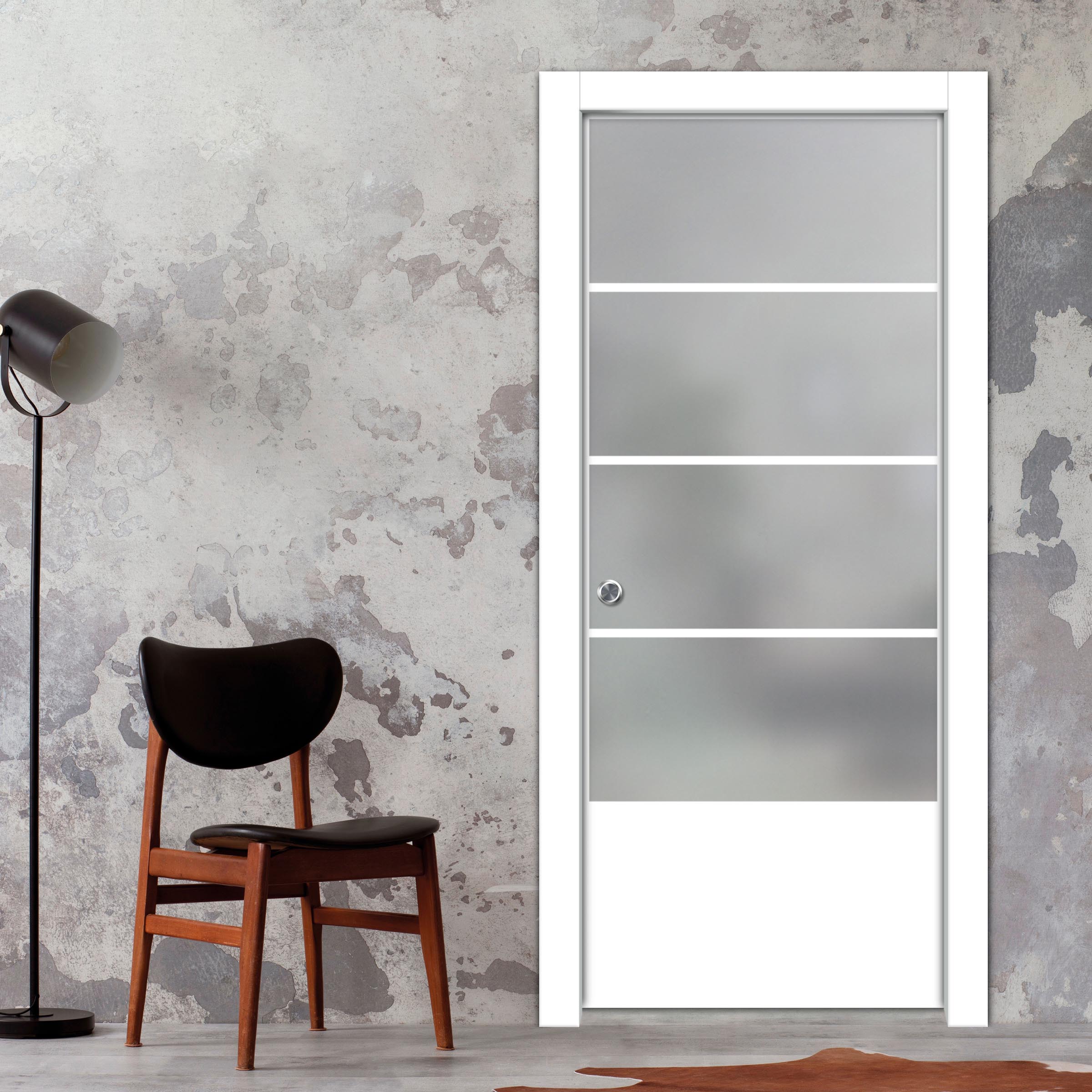 Frameless Glass Sliding Pocket Door Industrial Style PSGDIS-4256